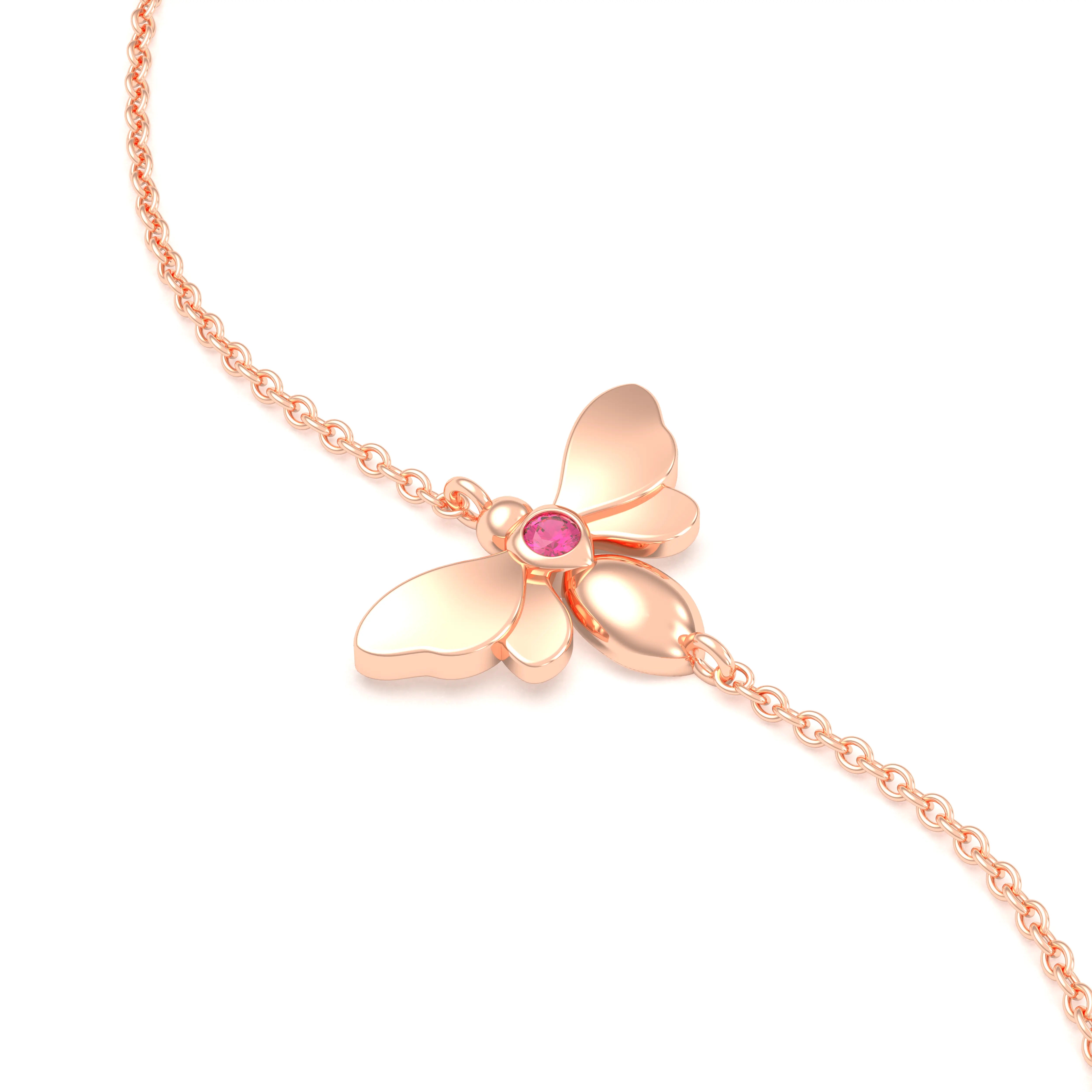 Bracelet Abeille or rose 18 carats – pierre précieuse au choix Rubis