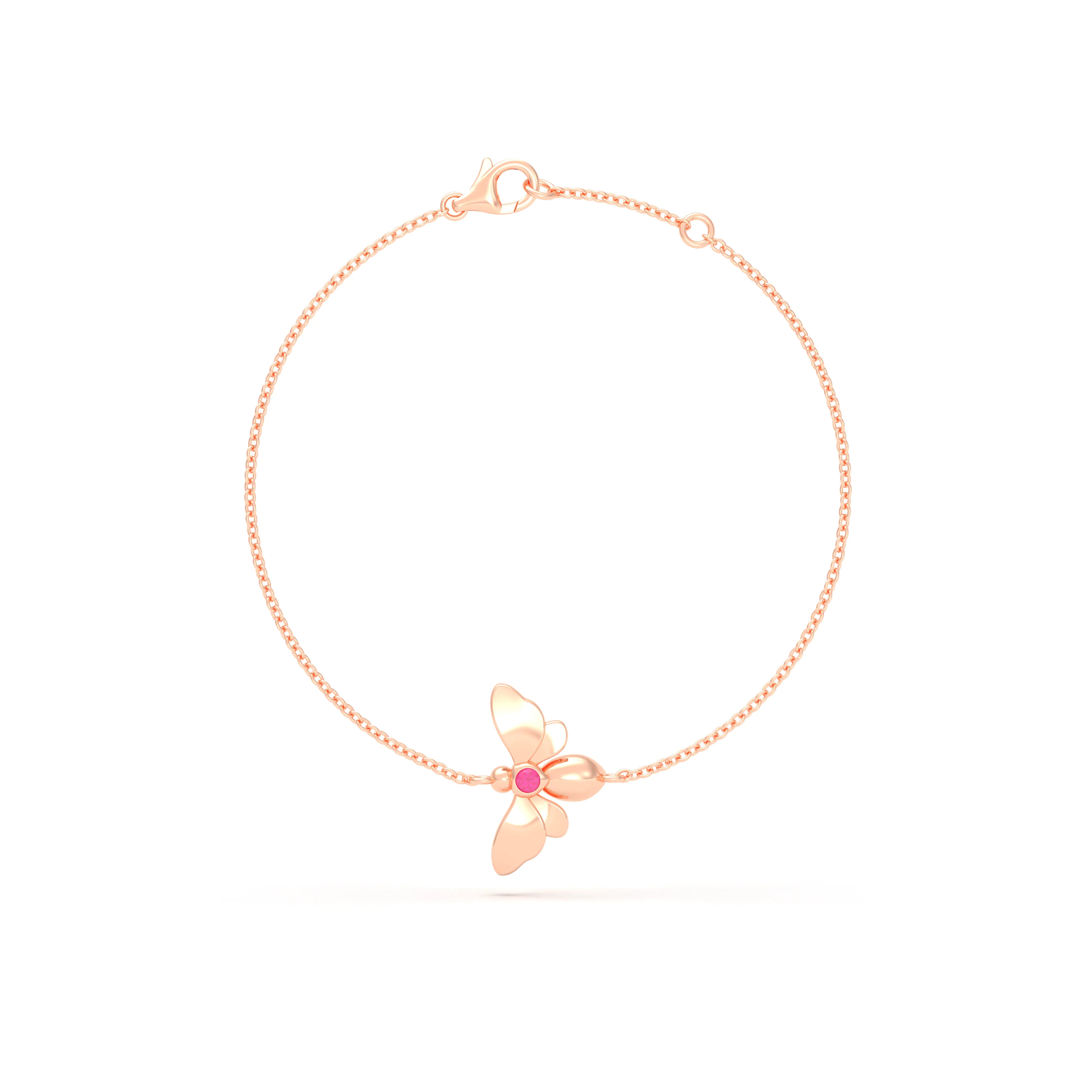 Bracelet Abeille or rose 18 carats – pierre précieuse au choix