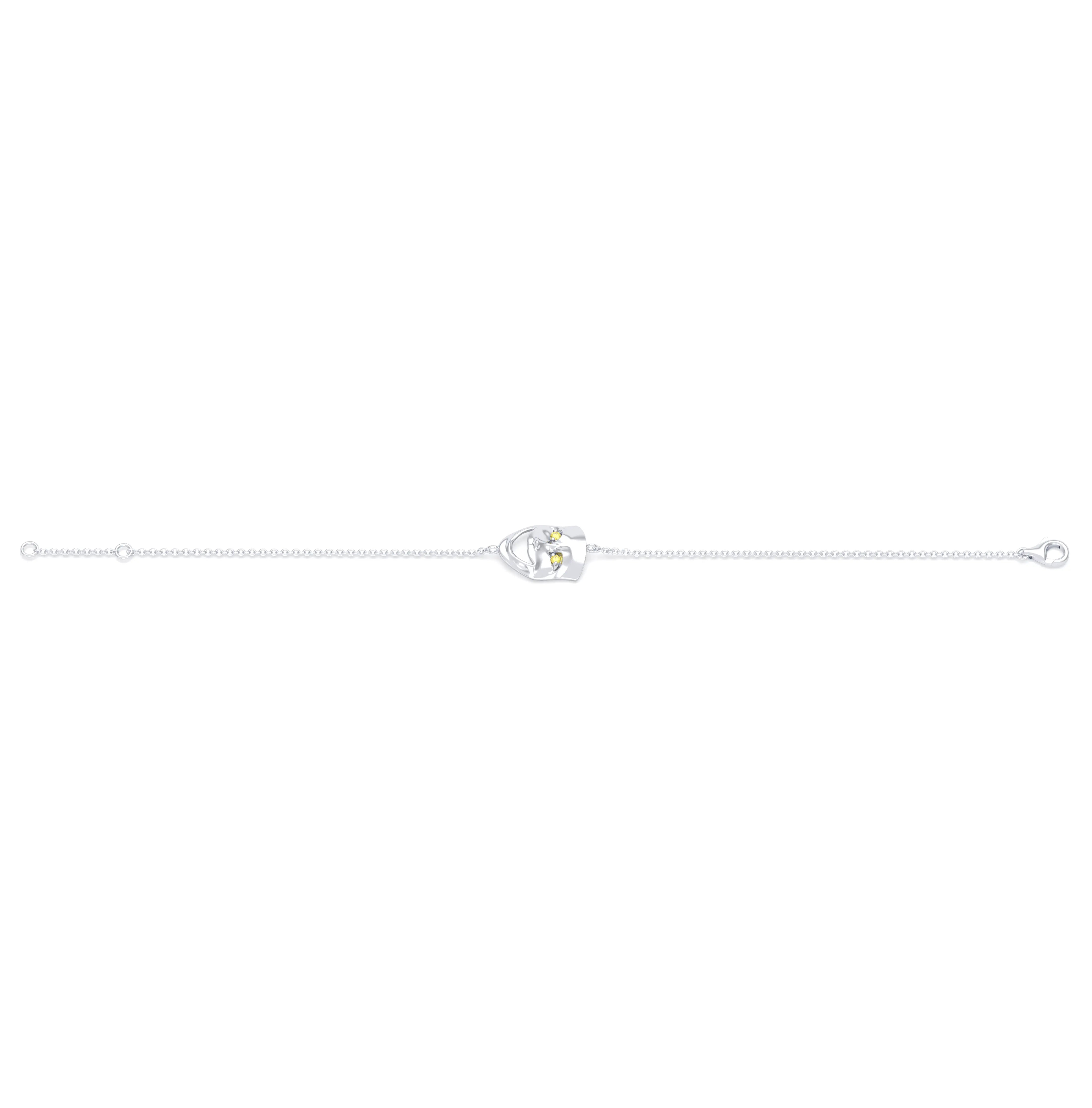 Bracelet Allégresse en or blanc 18 carats, masque souriant du théâtre