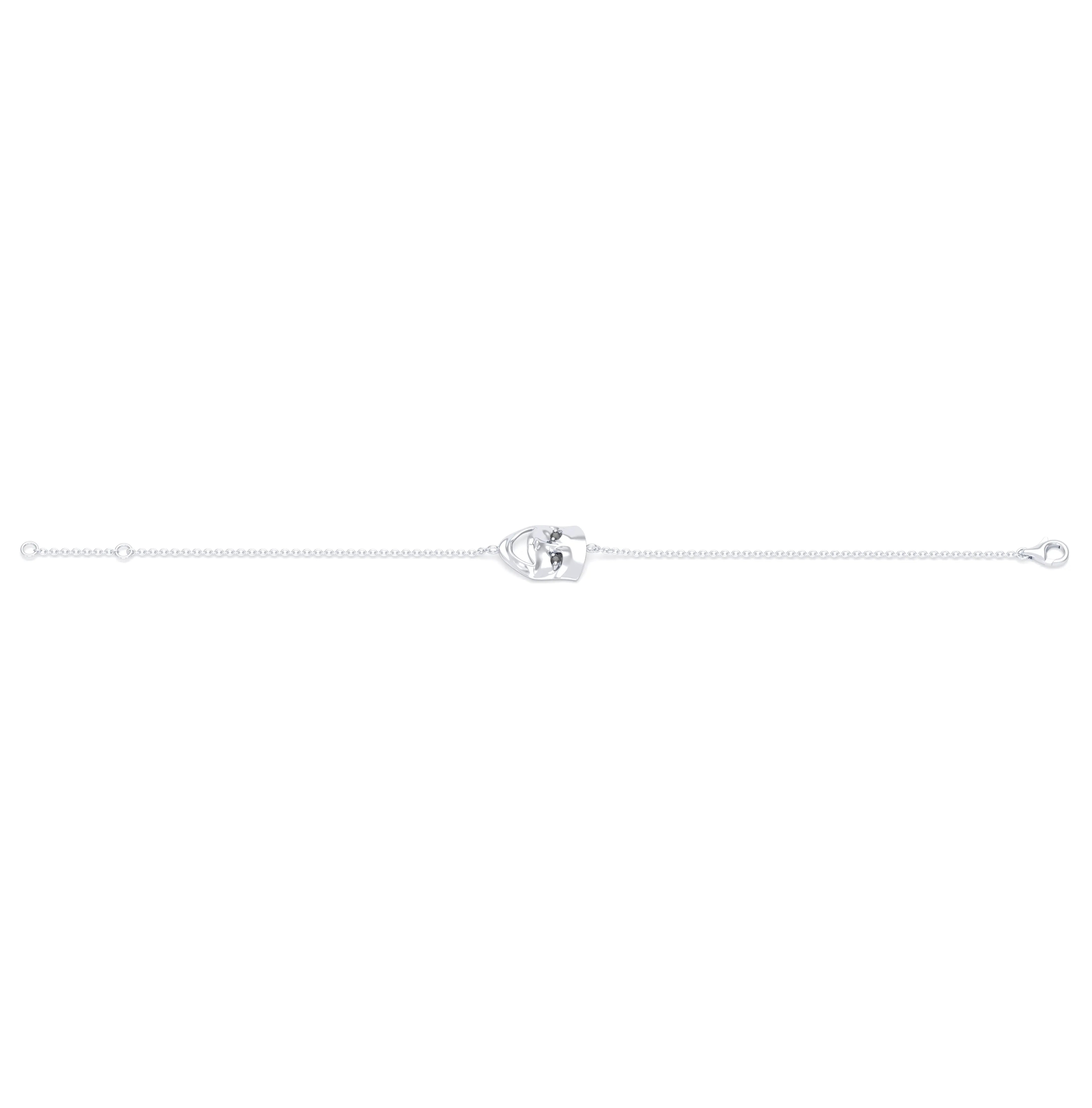 Bracelet Allégresse en or blanc 18 carats, masque souriant du théâtre