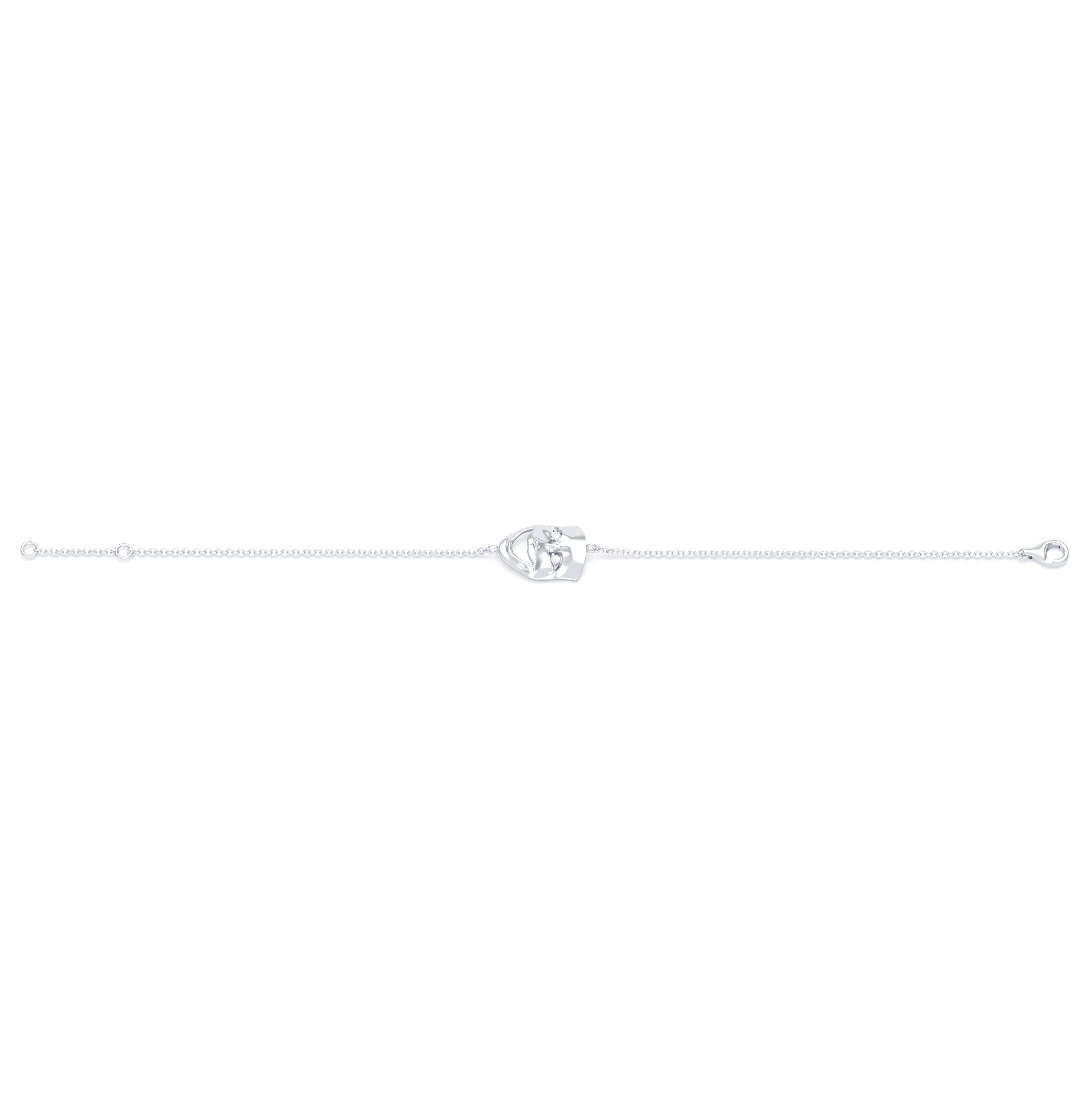 Bracelet Allégresse en or blanc 18 carats, masque souriant du théâtre