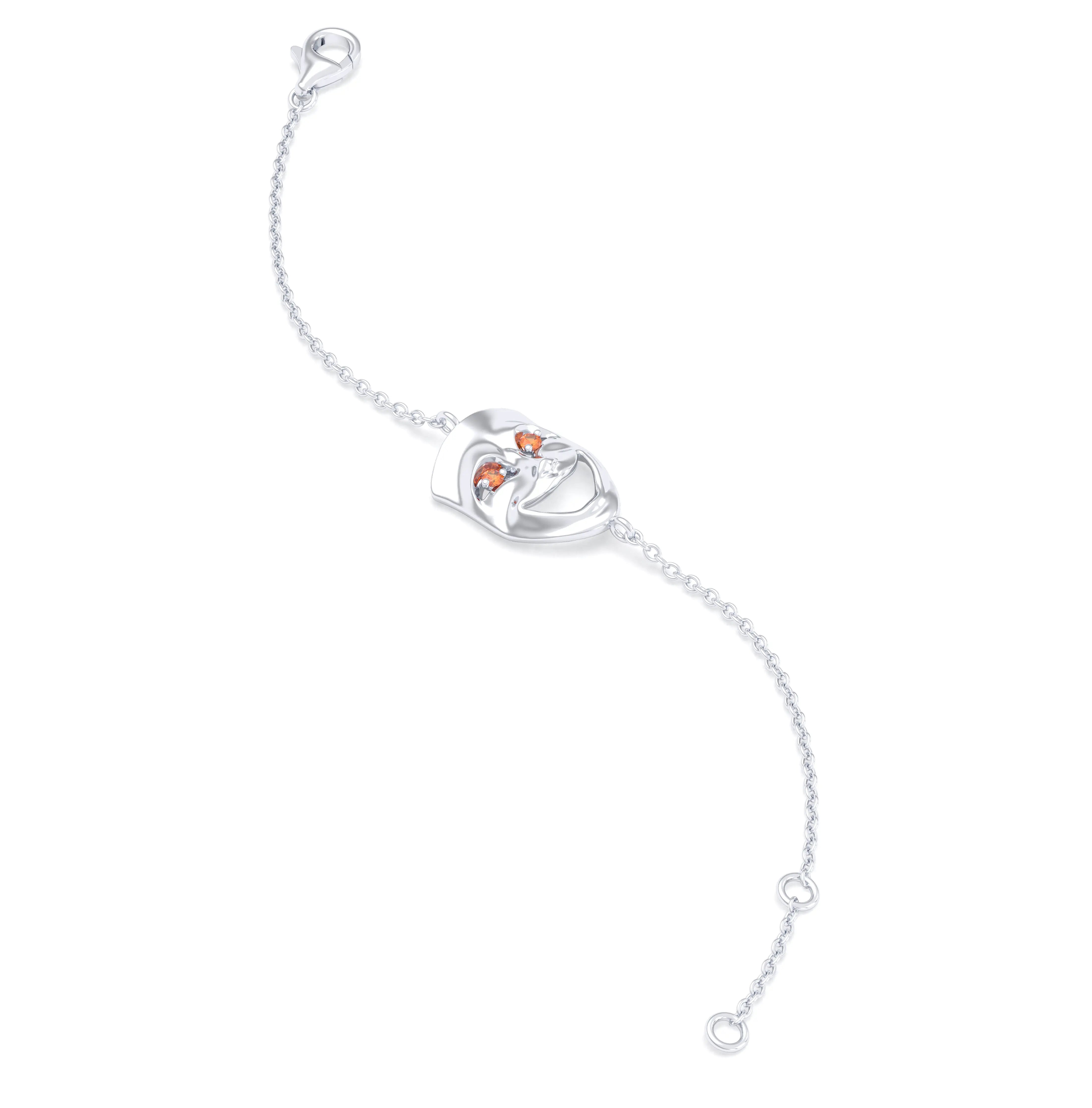 Bracelet Allégresse en or blanc 18 carats, masque souriant du théâtre