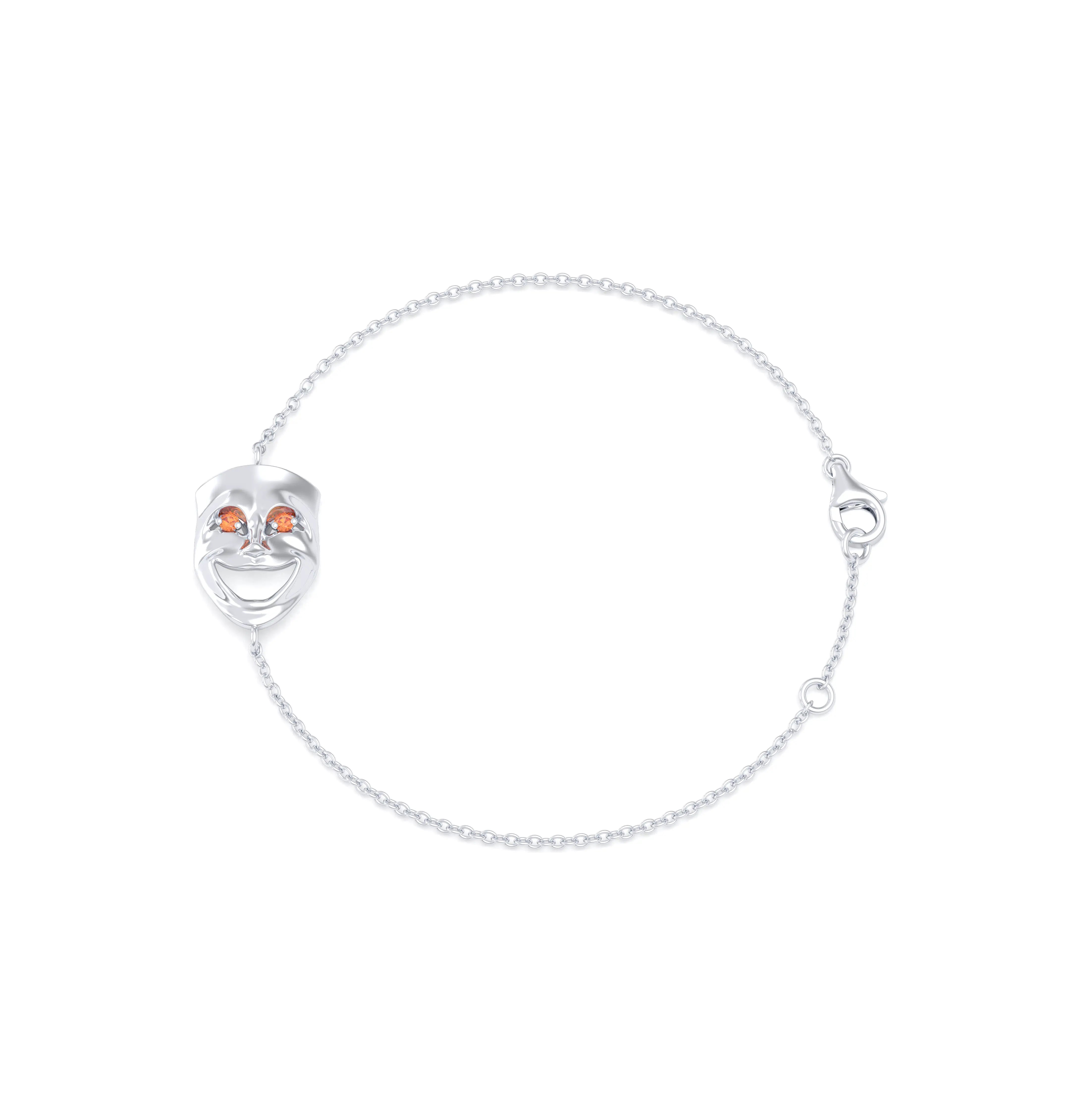 Bracelet Allégresse en or blanc 18 carats, masque souriant du théâtre