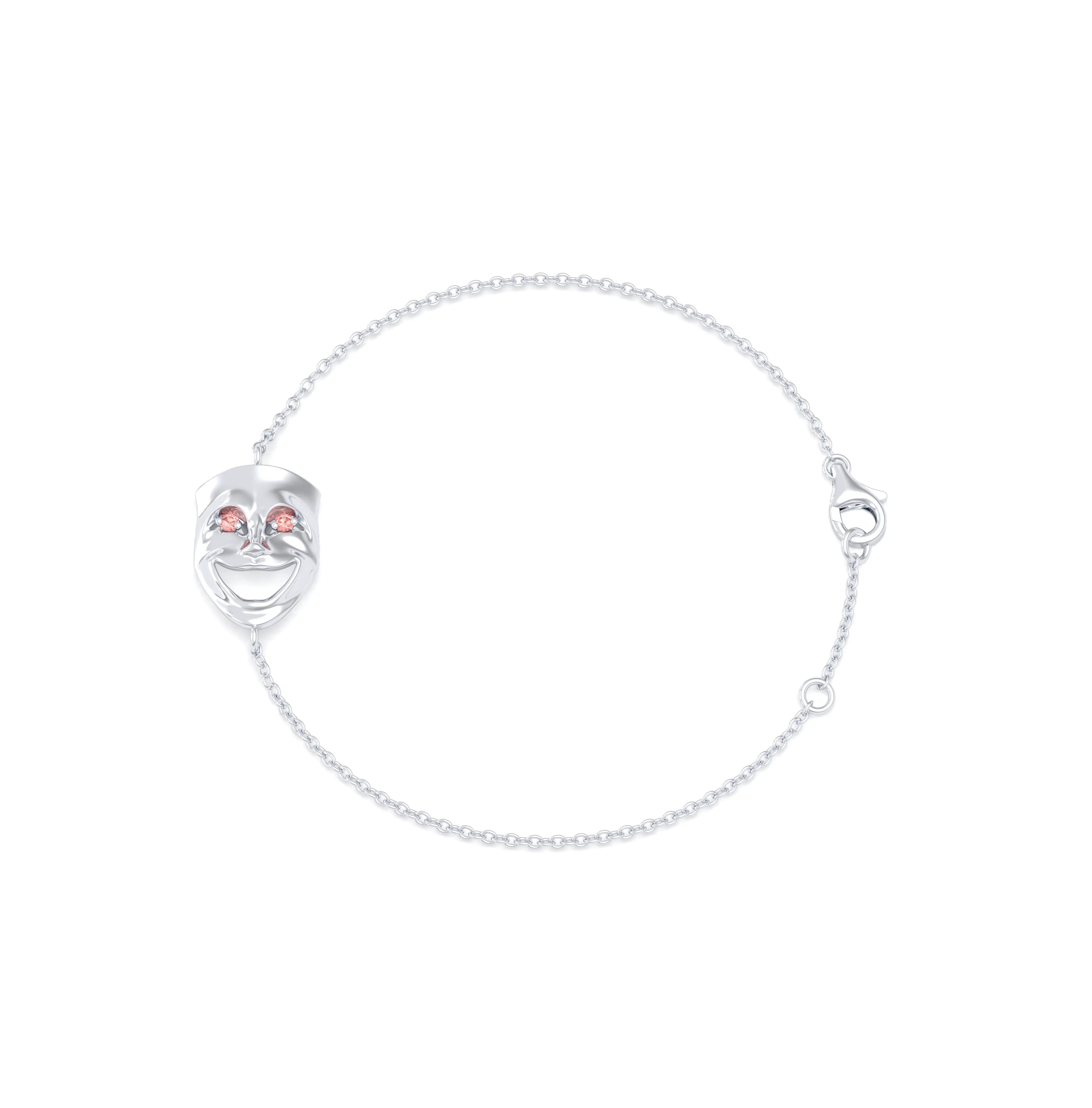 Bracelet Allégresse en or blanc 18 carats, masque souriant du théâtre