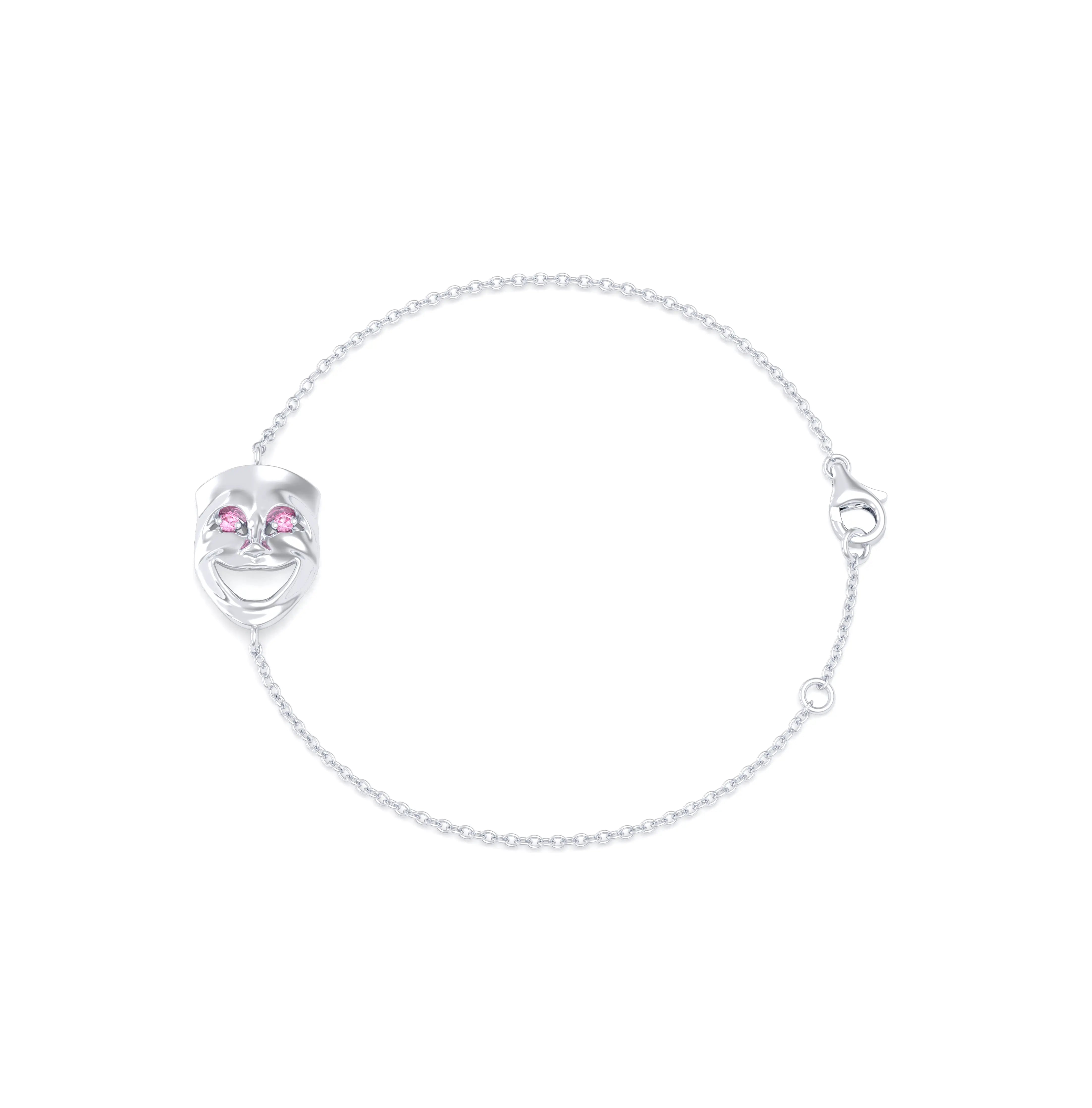Bracelet Allégresse en or blanc 18 carats, masque souriant du théâtre