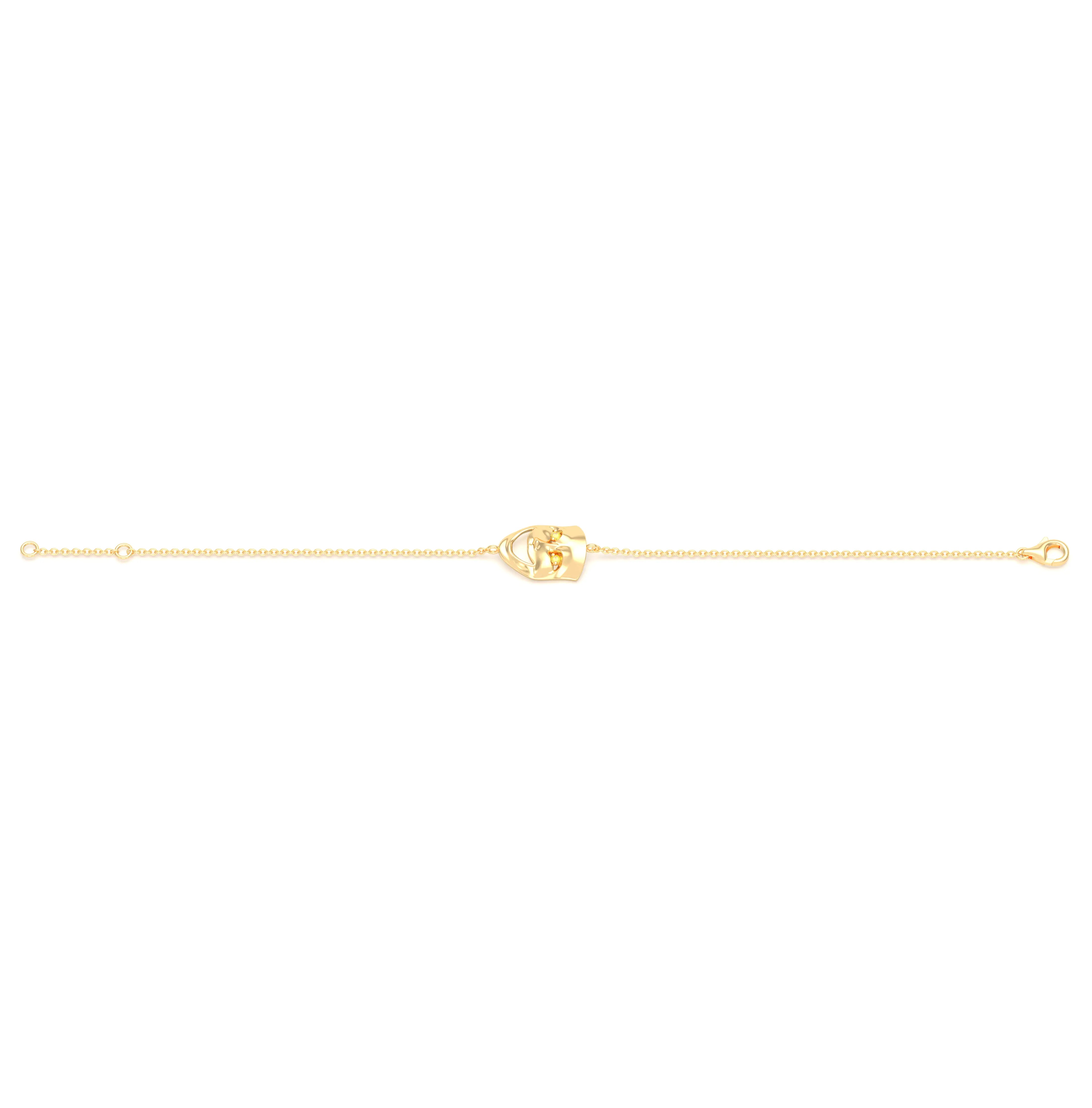 Bracelet Allégresse en or jaune 18 carats, masque souriant du théâtre