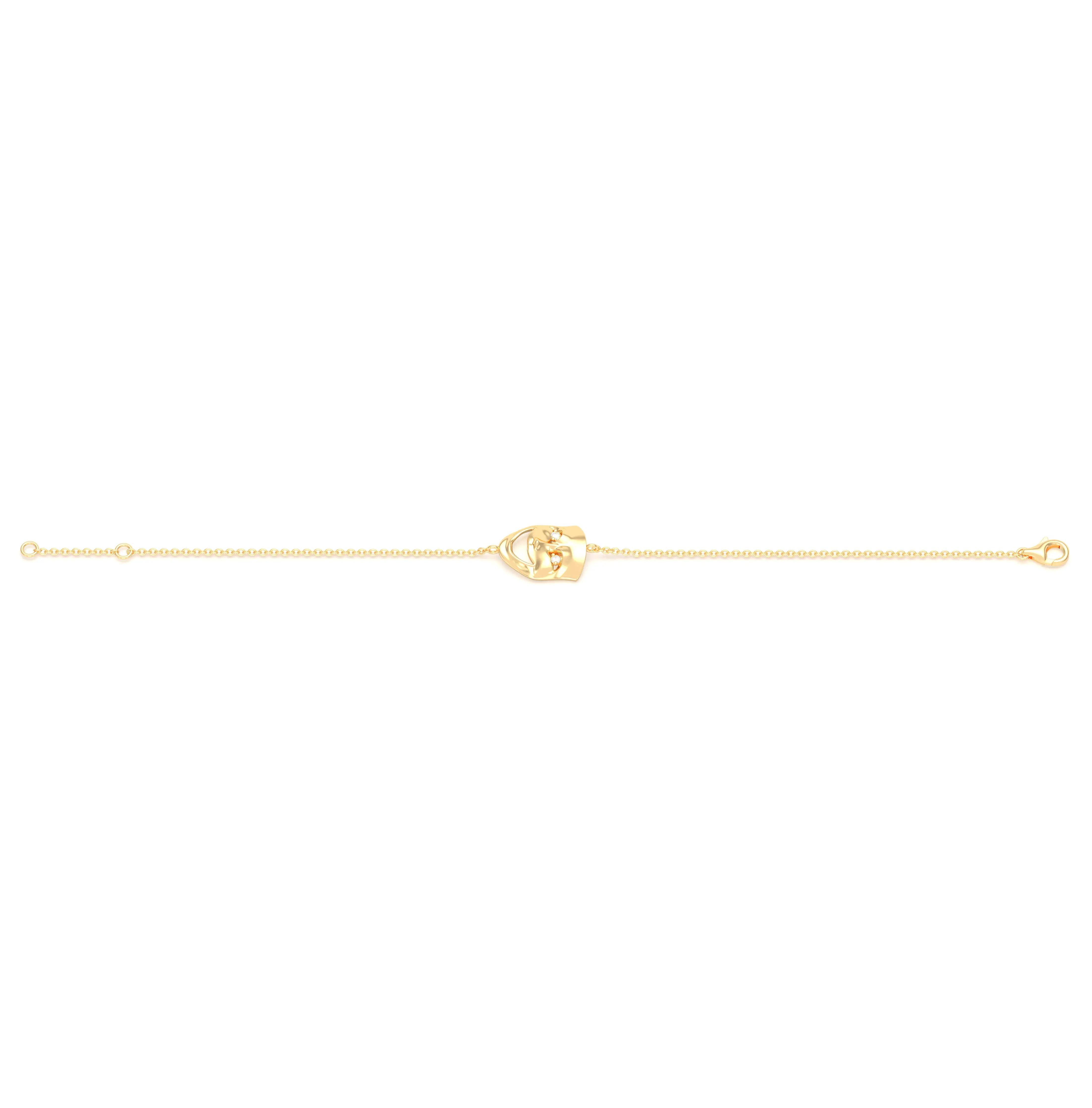 Bracelet Allégresse en or jaune 18 carats, masque souriant du théâtre