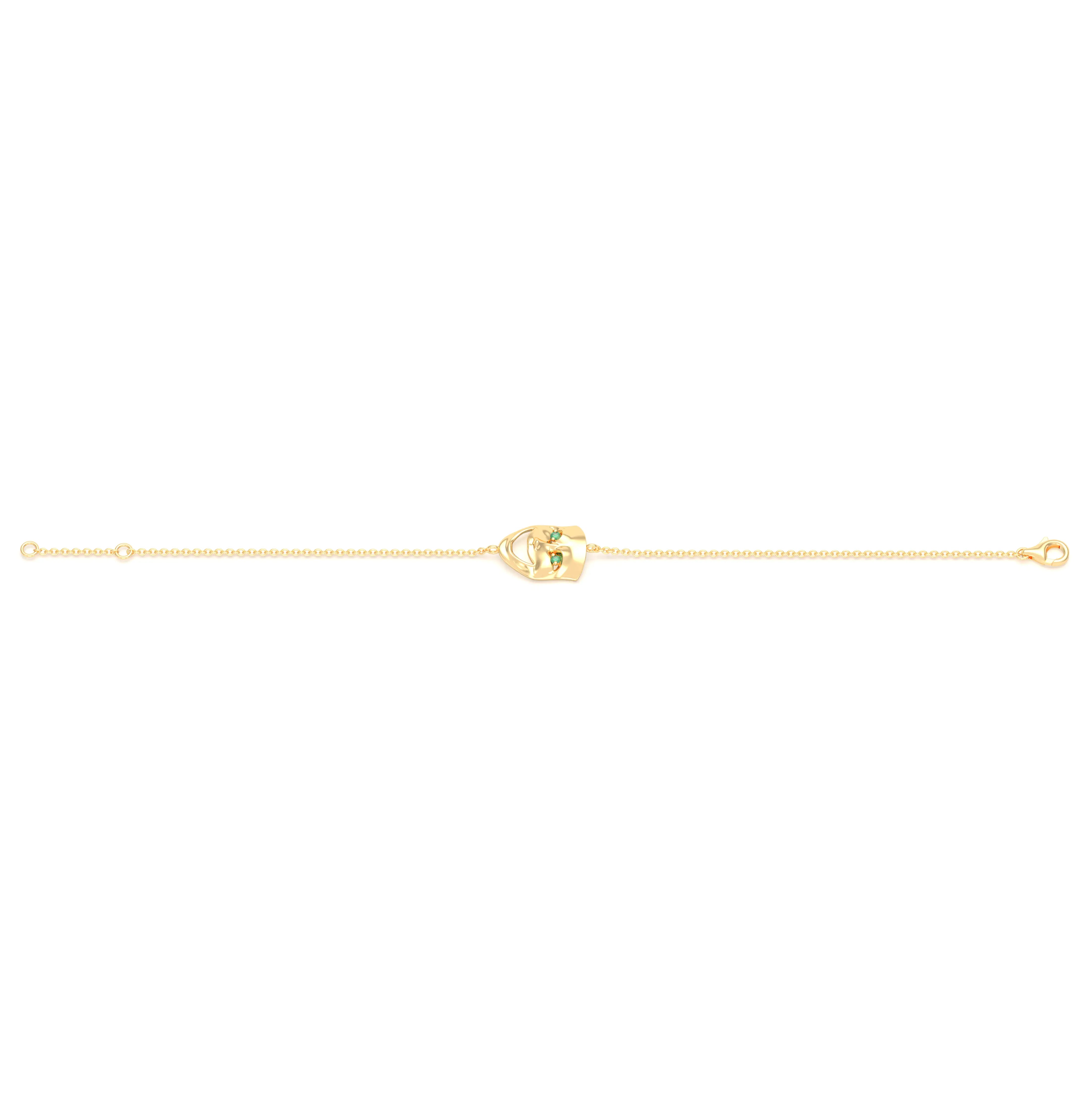 Bracelet Allégresse en or jaune 18 carats, masque souriant du théâtre