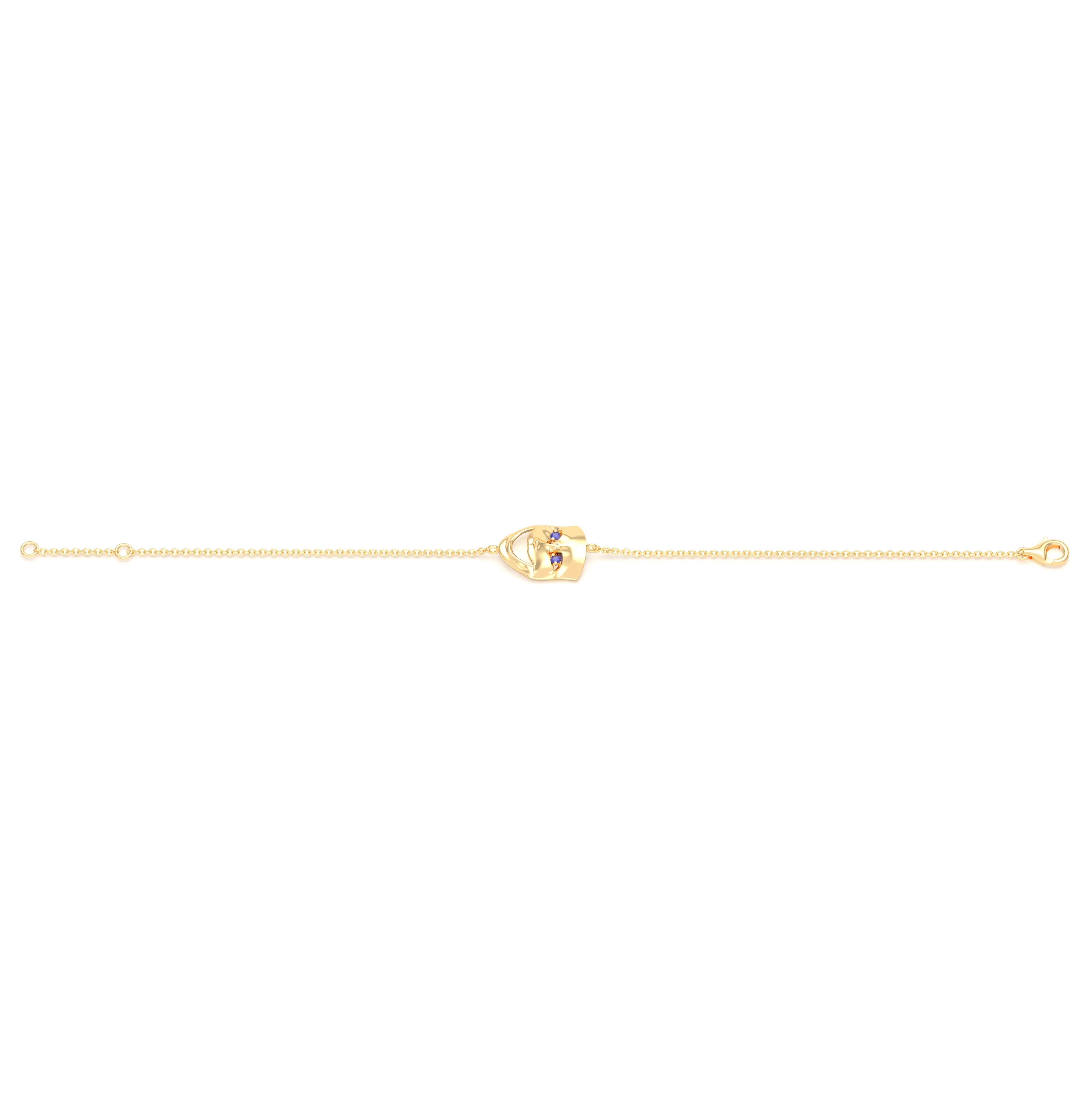 Bracelet Allégresse en or jaune 18 carats, masque souriant du théâtre