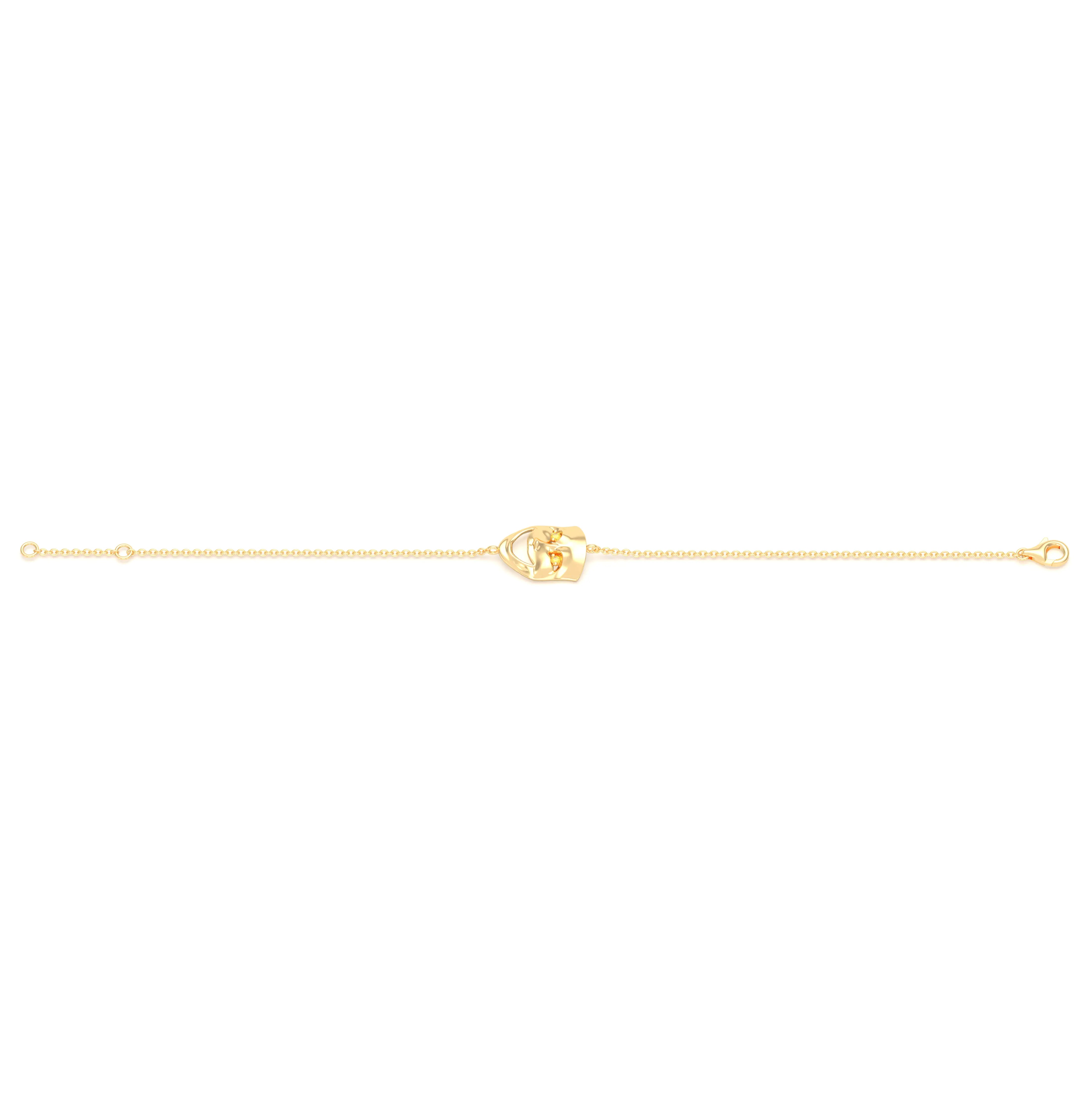 Bracelet Allégresse en or jaune 18 carats, masque souriant du théâtre