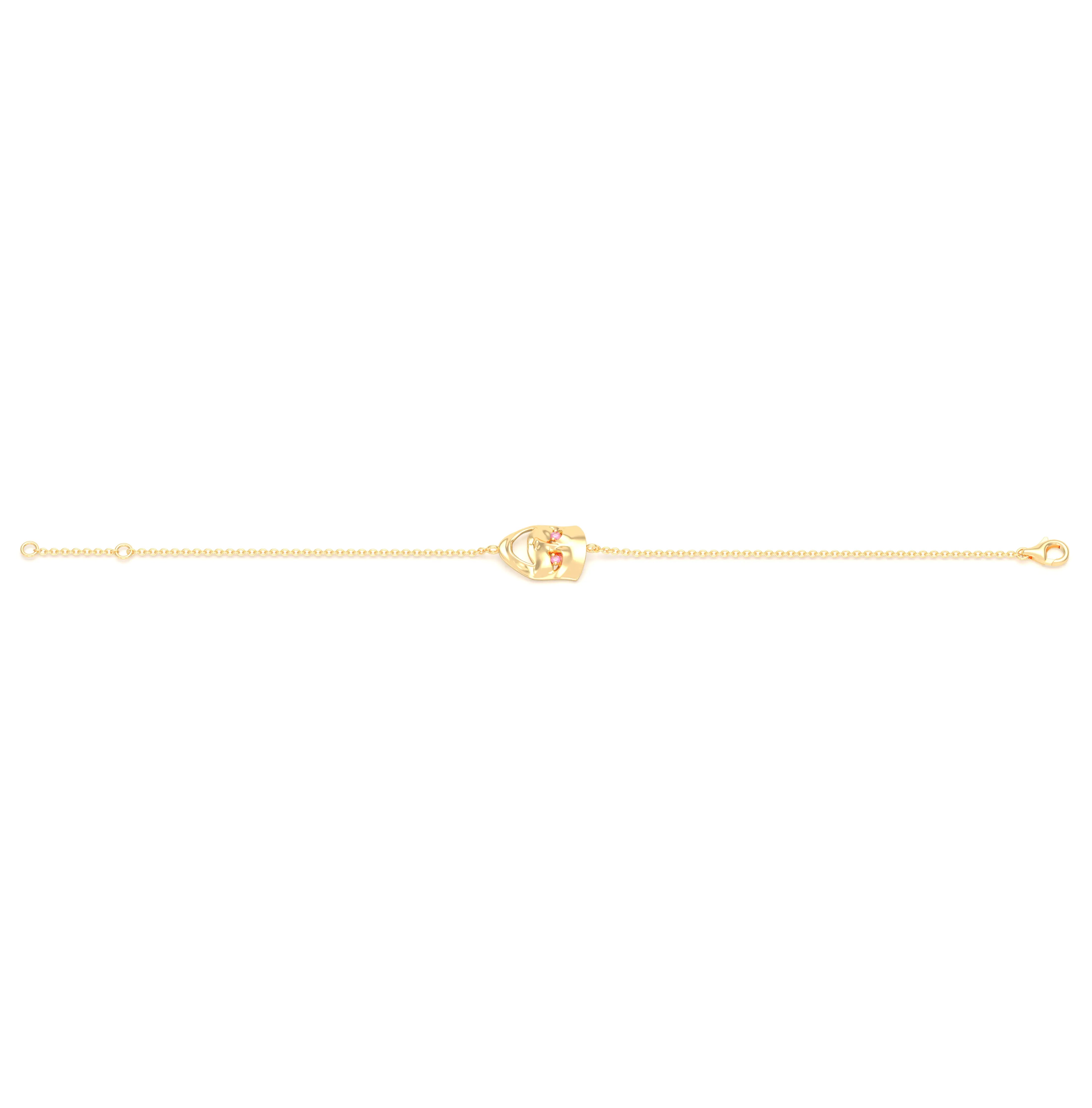 Bracelet Allégresse en or jaune 18 carats, masque souriant du théâtre