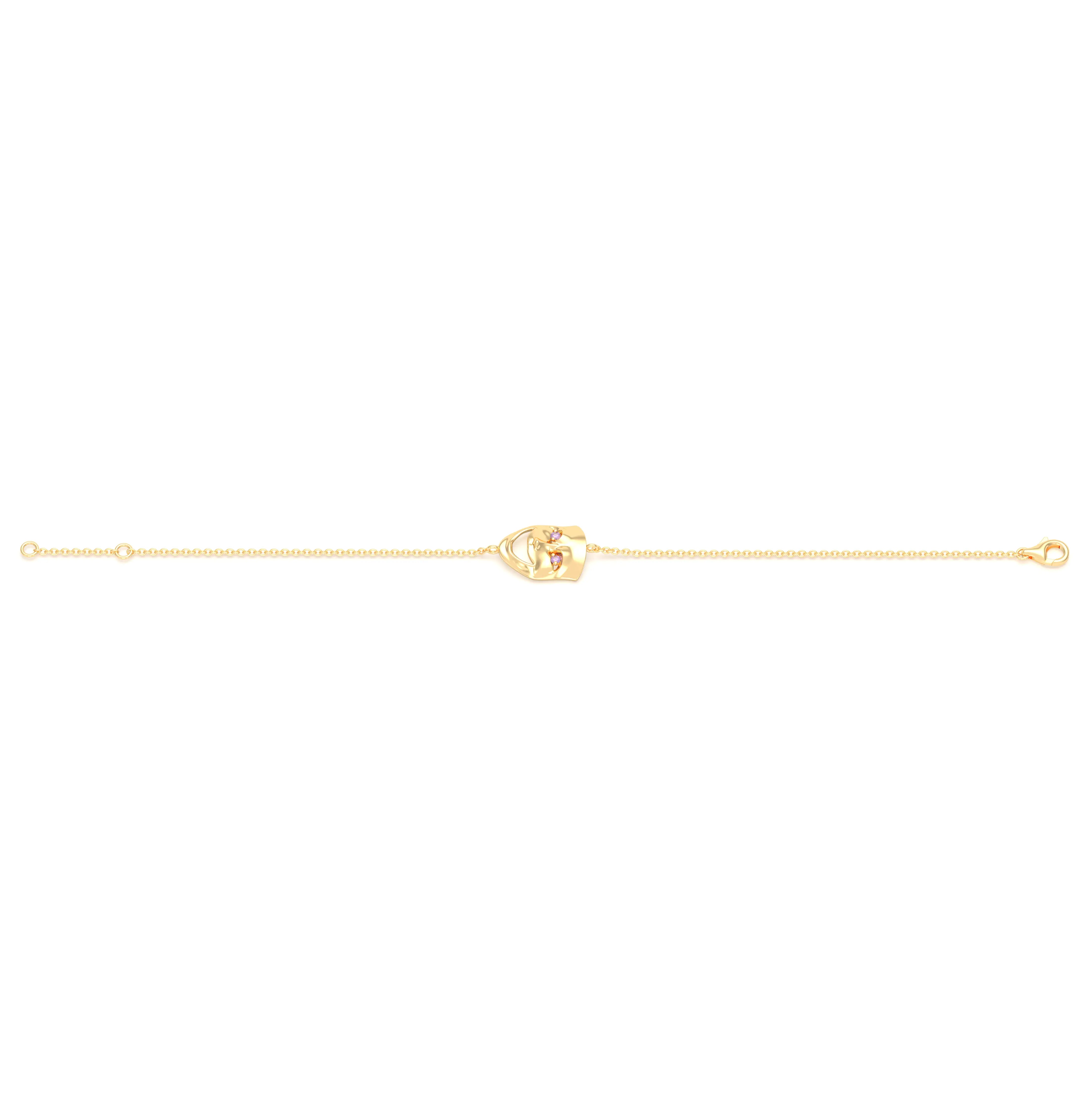 Bracelet Allégresse en or jaune 18 carats, masque souriant du théâtre