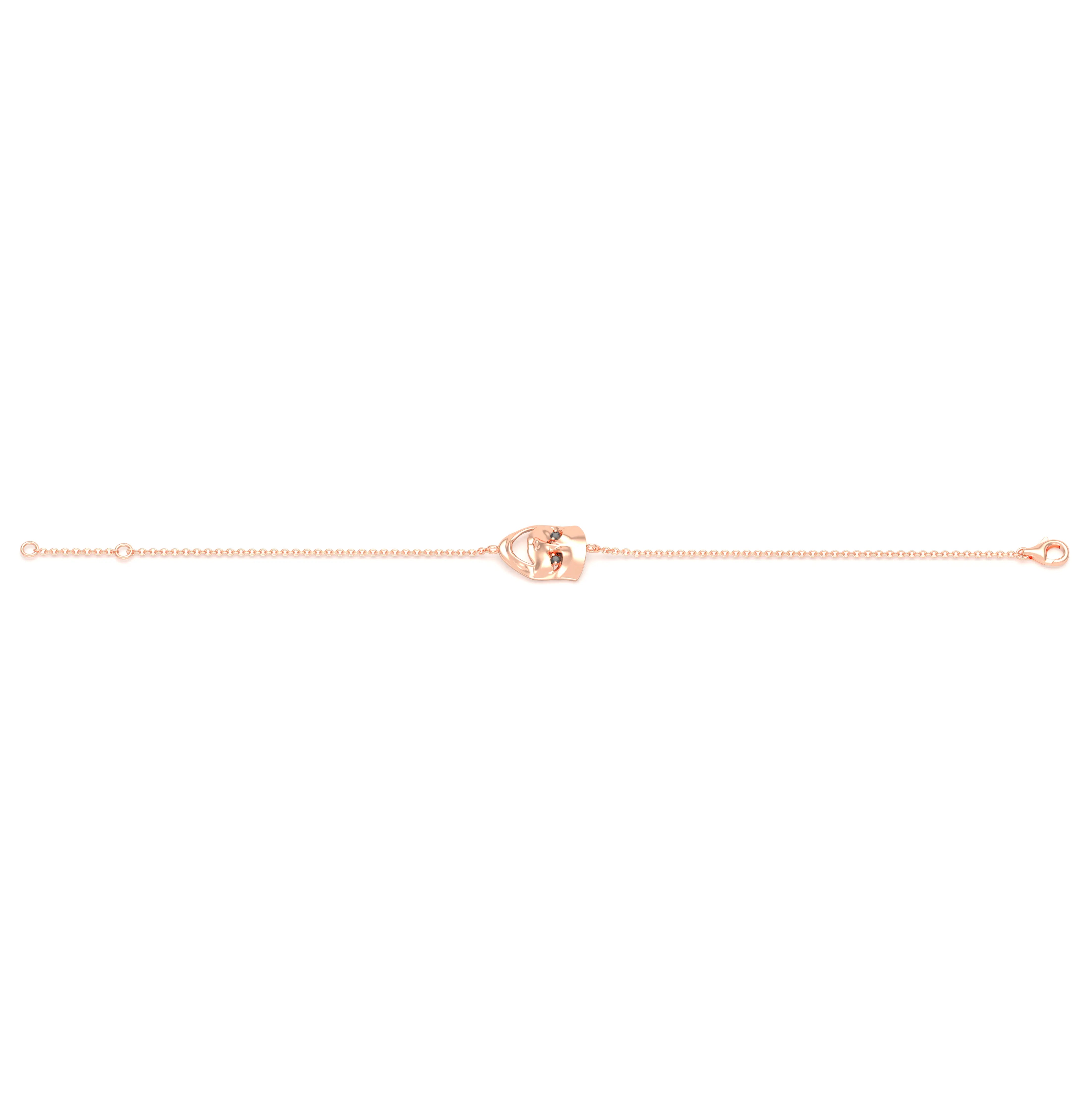 Bracelet Allégresse en or rose 18 carats, masque souriant du théâtre