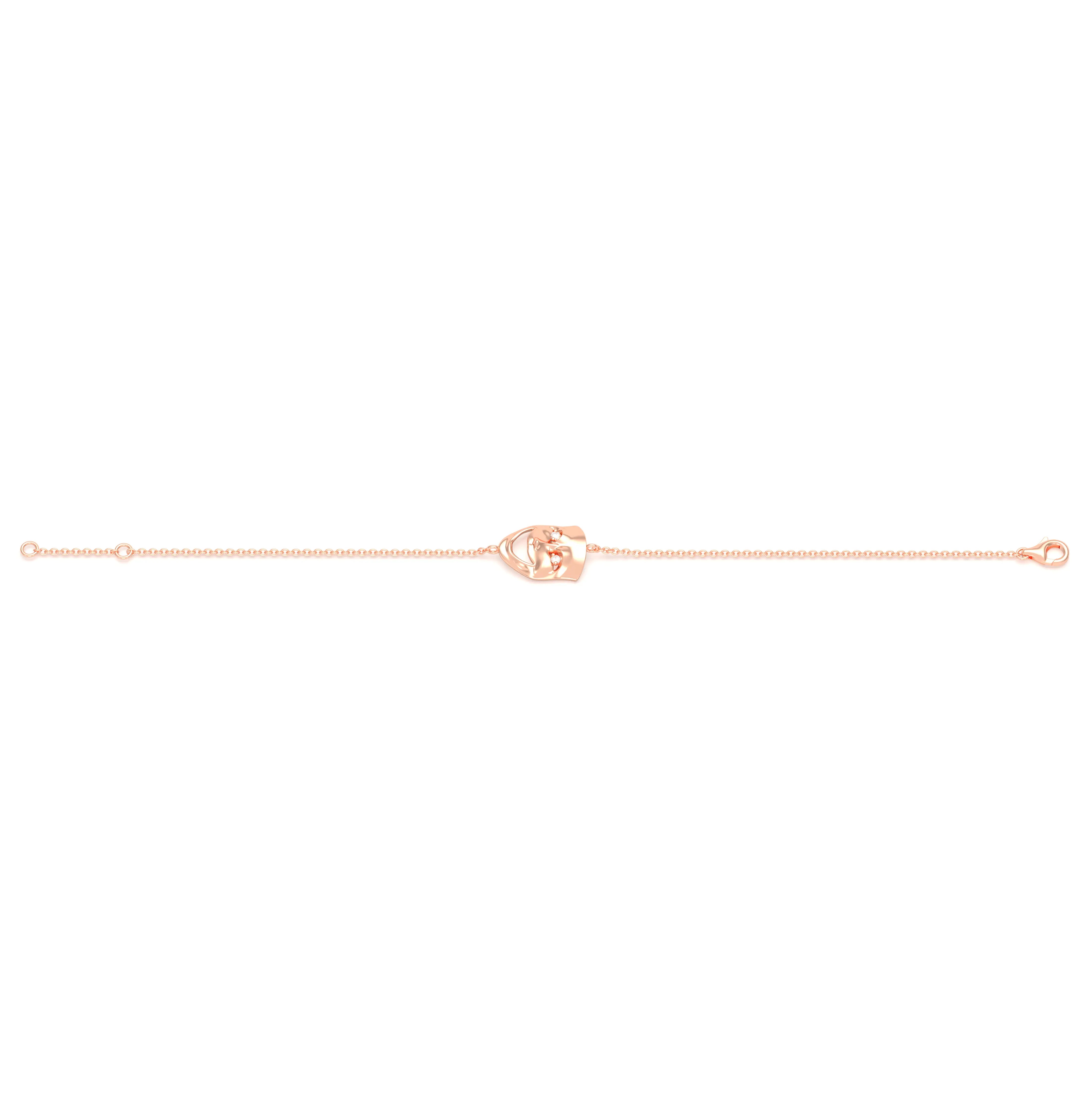 Bracelet Allégresse en or rose 18 carats, masque souriant du théâtre