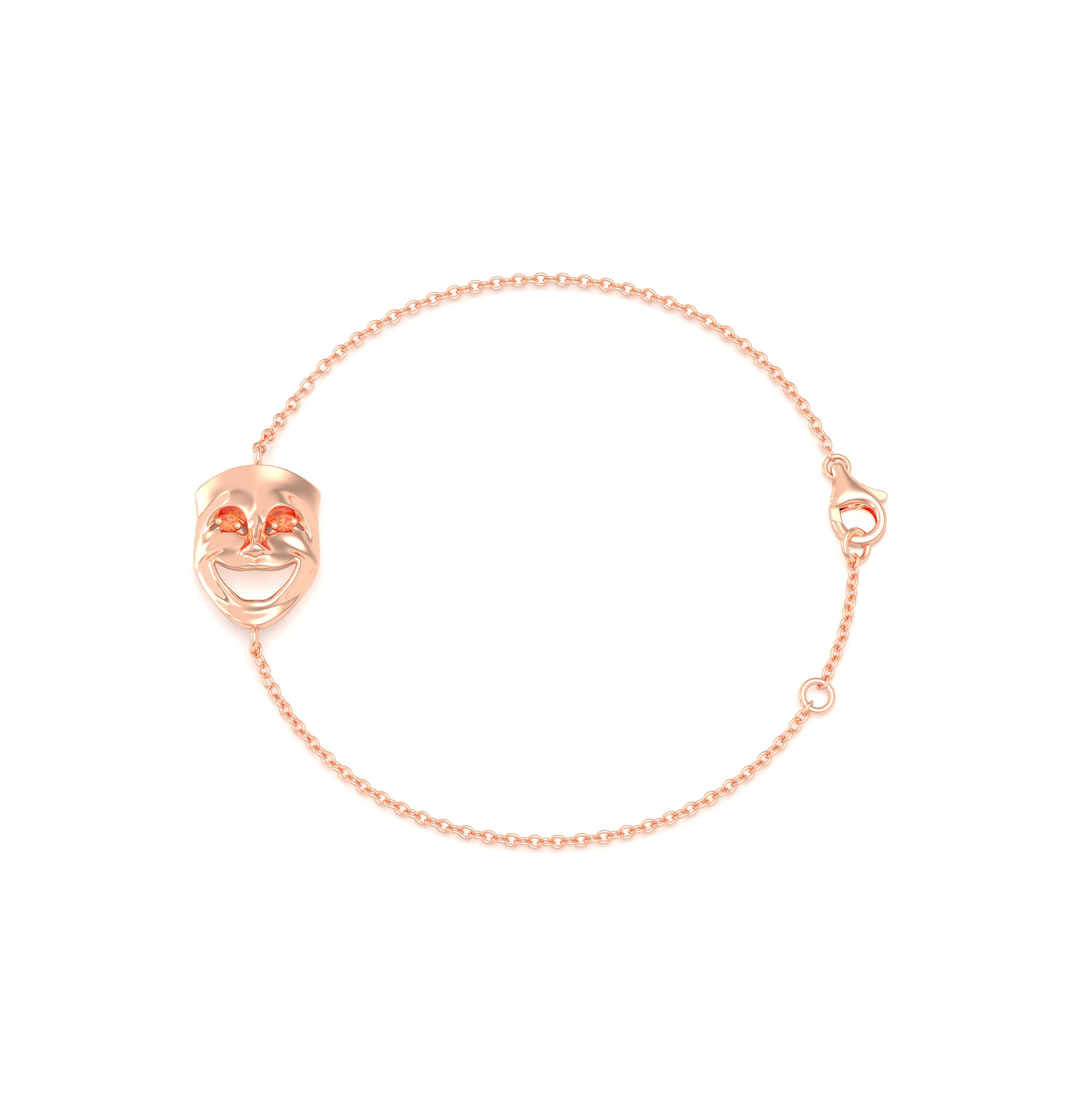 Bracelet Allégresse en or rose 18 carats, masque souriant du théâtre