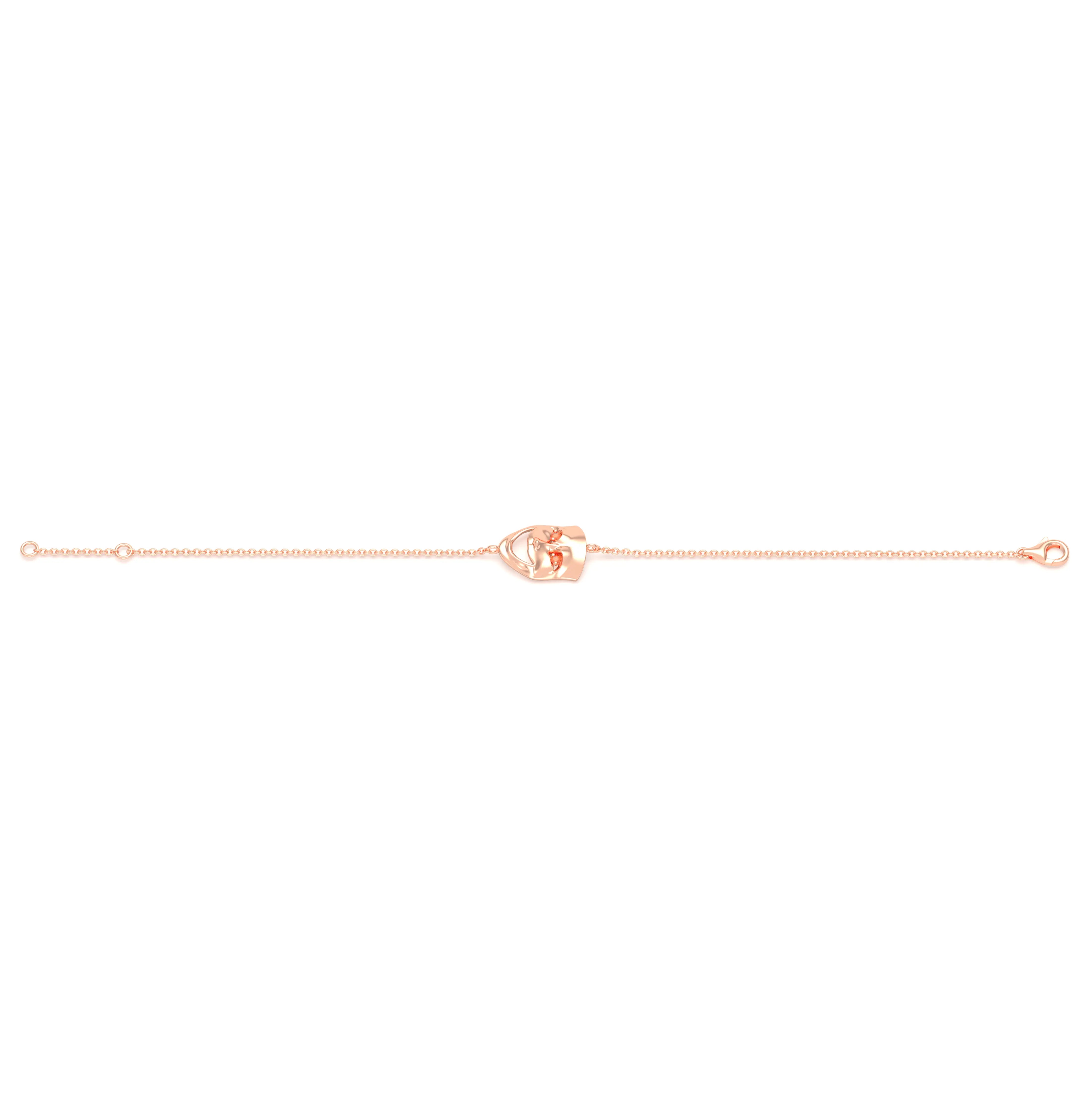Bracelet Allégresse en or rose 18 carats, masque souriant du théâtre