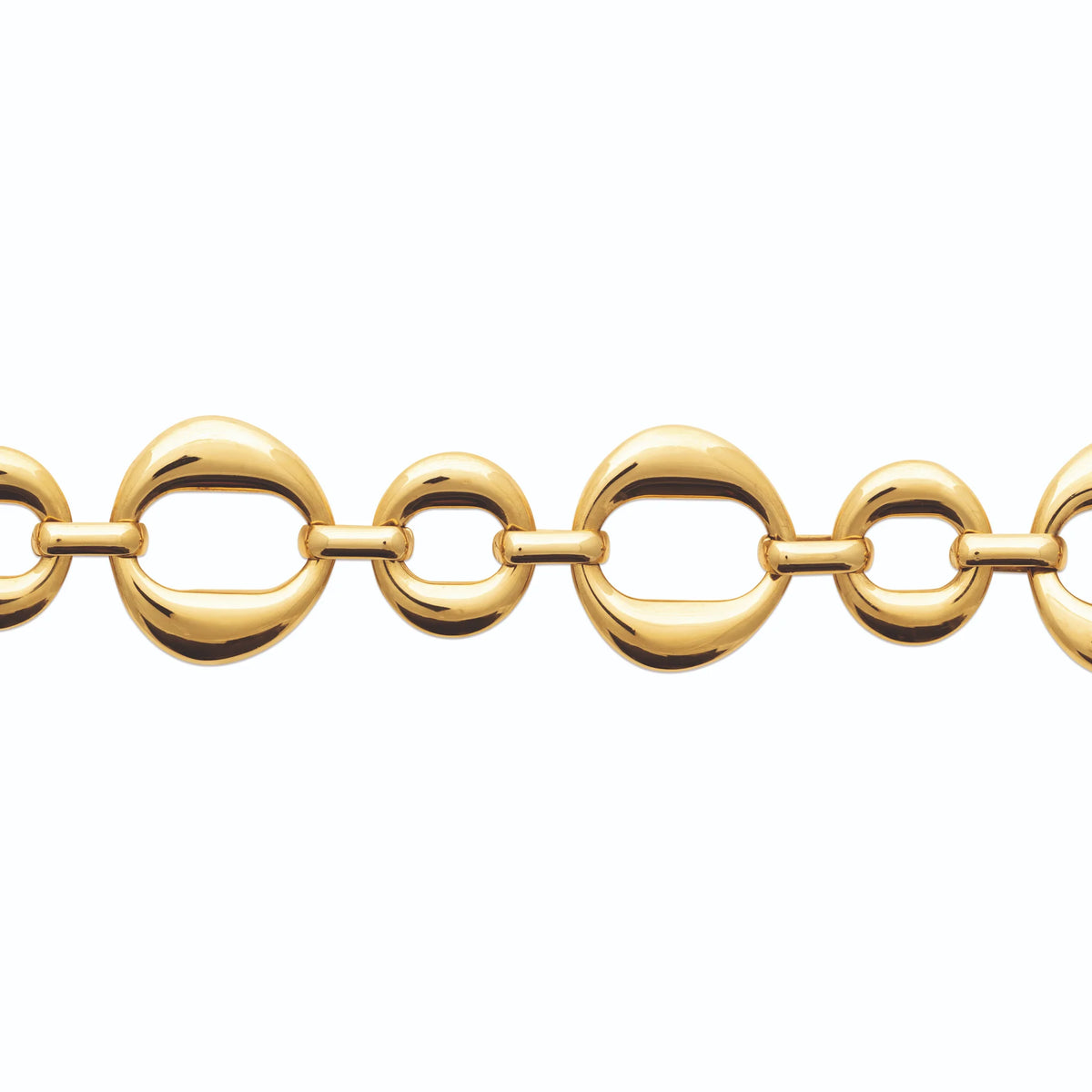 Bracelet anneaux plats épais en acier PVD doré