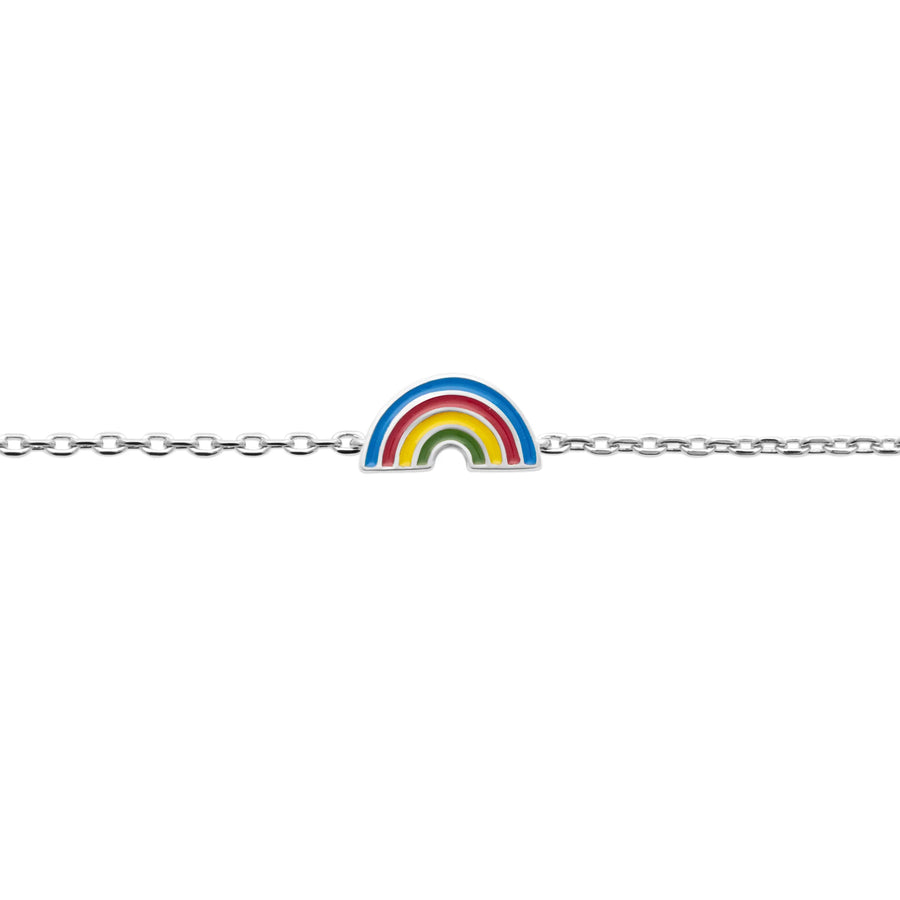 Bracelet arc-en-ciel enfant en argent 925 rhodié, 15 cm, vue de face
