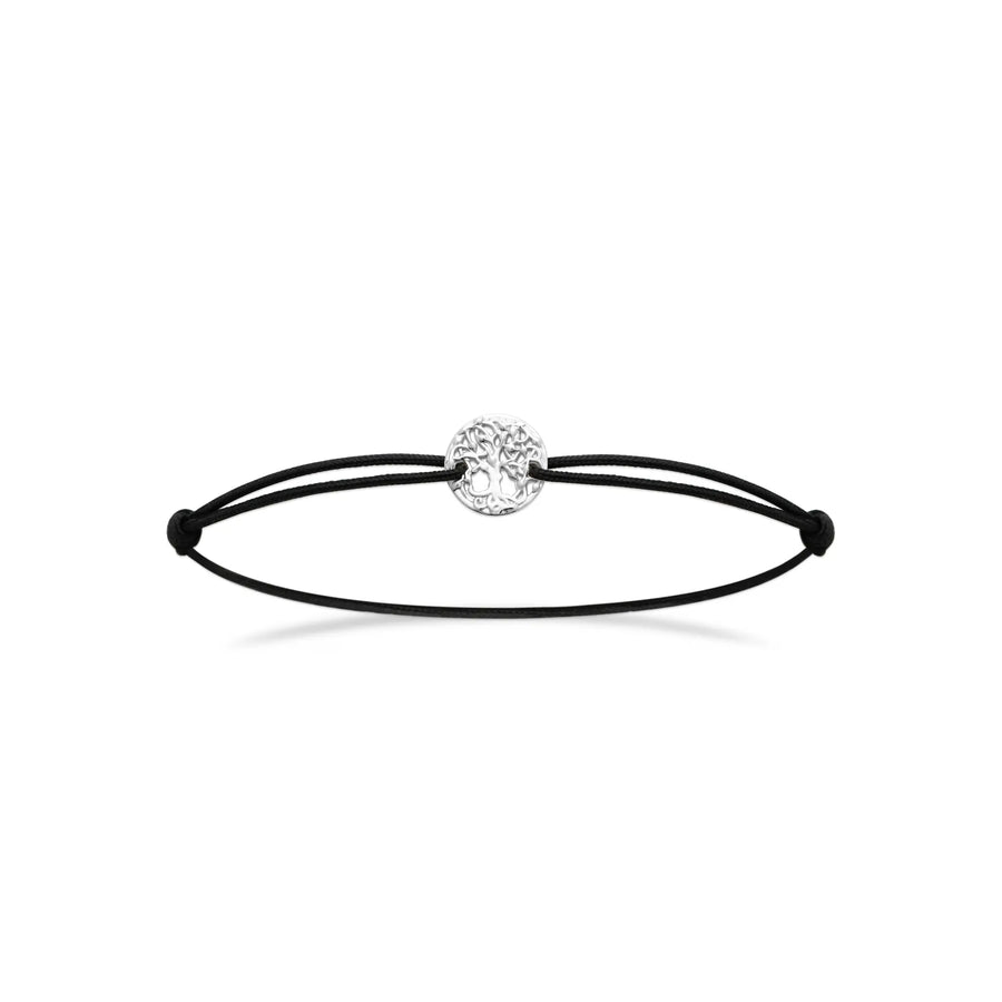 Bracelet cordon arbre de vie en argent 925 rhodié, vue de face