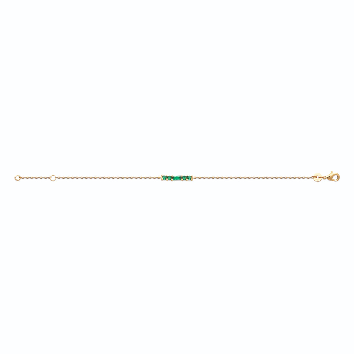 Bracelet barrette de pierres vertes en plaqué or