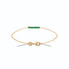 Bracelet barrette de pierres vertes en plaqué or