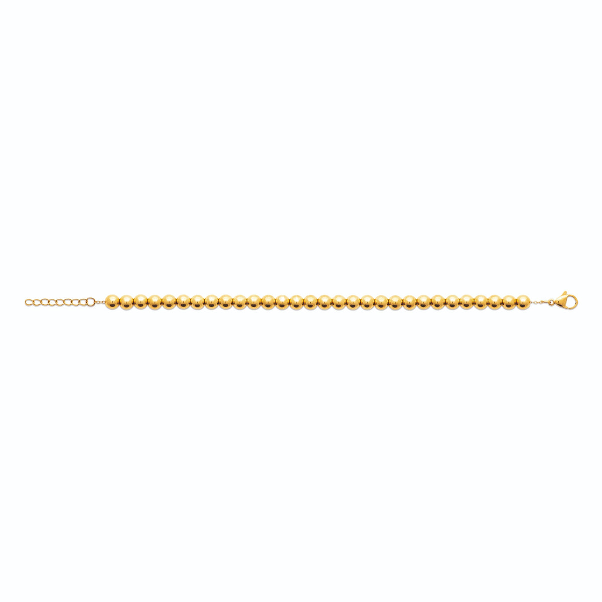 Bracelet billes dorées en acier PVD doré
