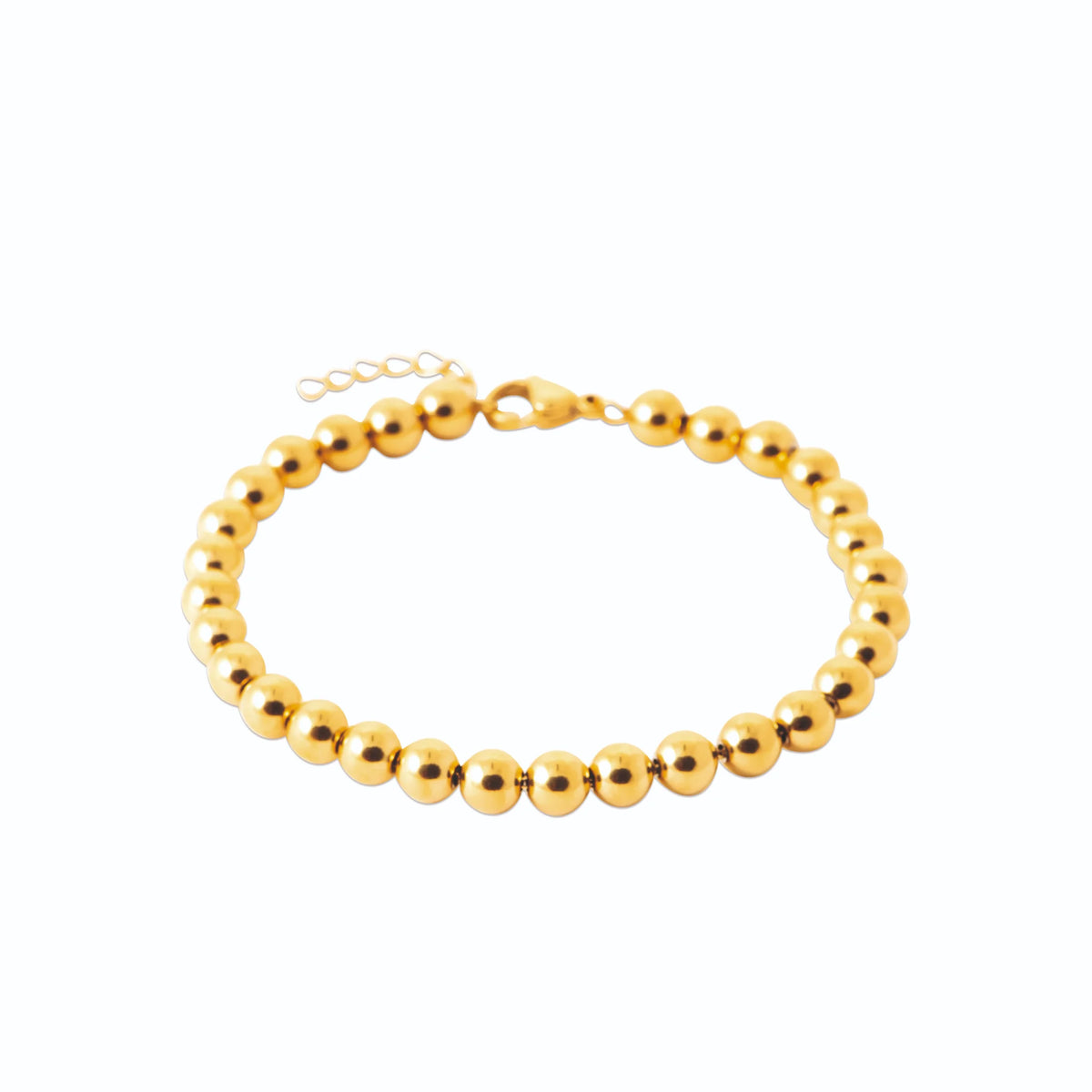 Bracelet billes dorées en acier PVD doré