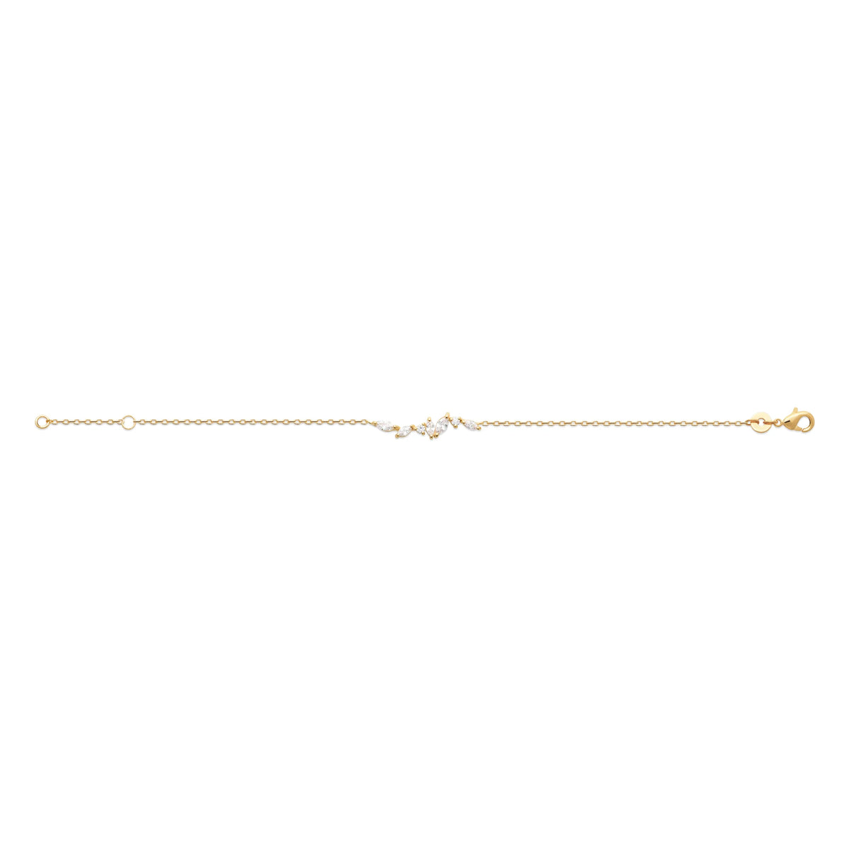 Bracelet branche de navettes en plaqué or et zircons