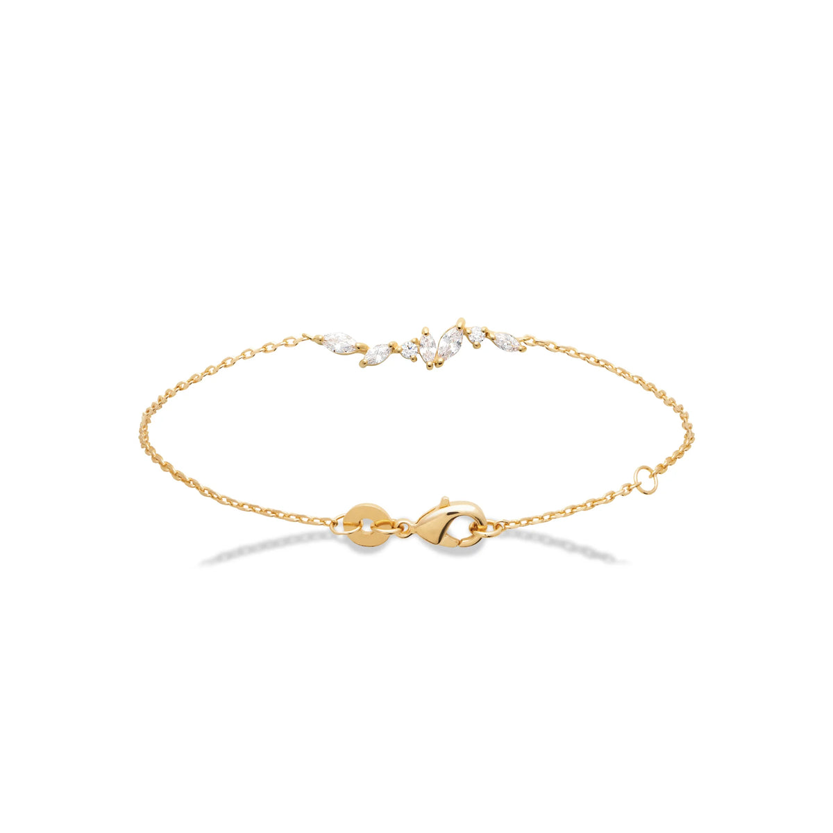Bracelet branche de navettes en plaqué or et zircons
