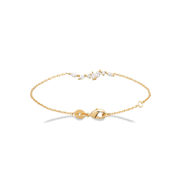 Bracelet branche de navettes en plaqué or et zircons