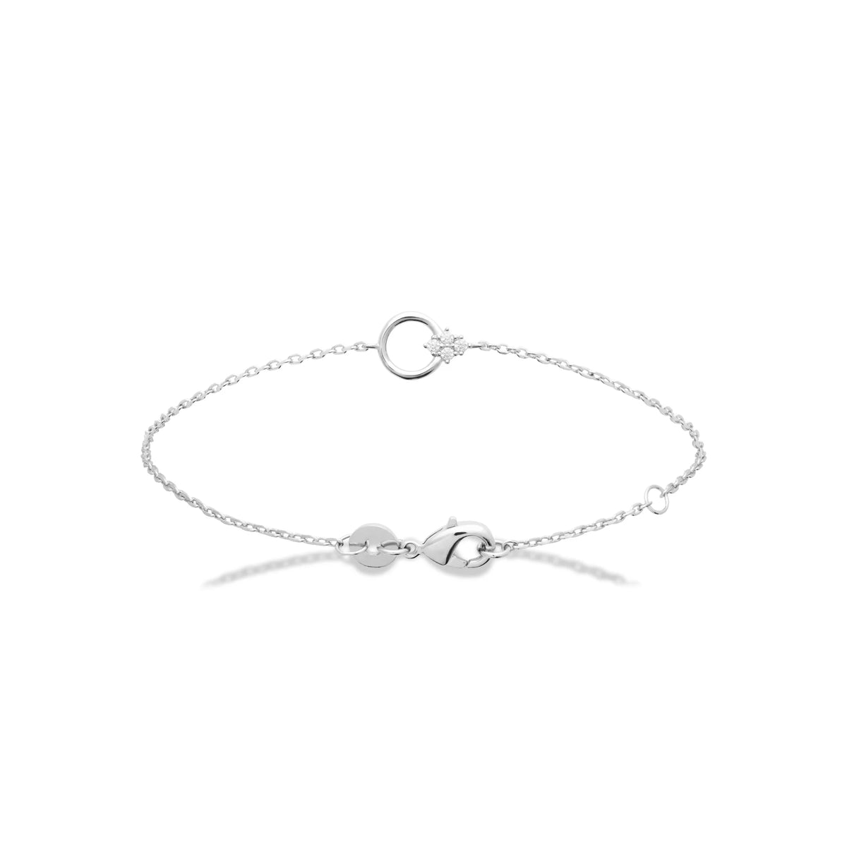 Bracelet cercle et trèfle de zircons en argent 925
