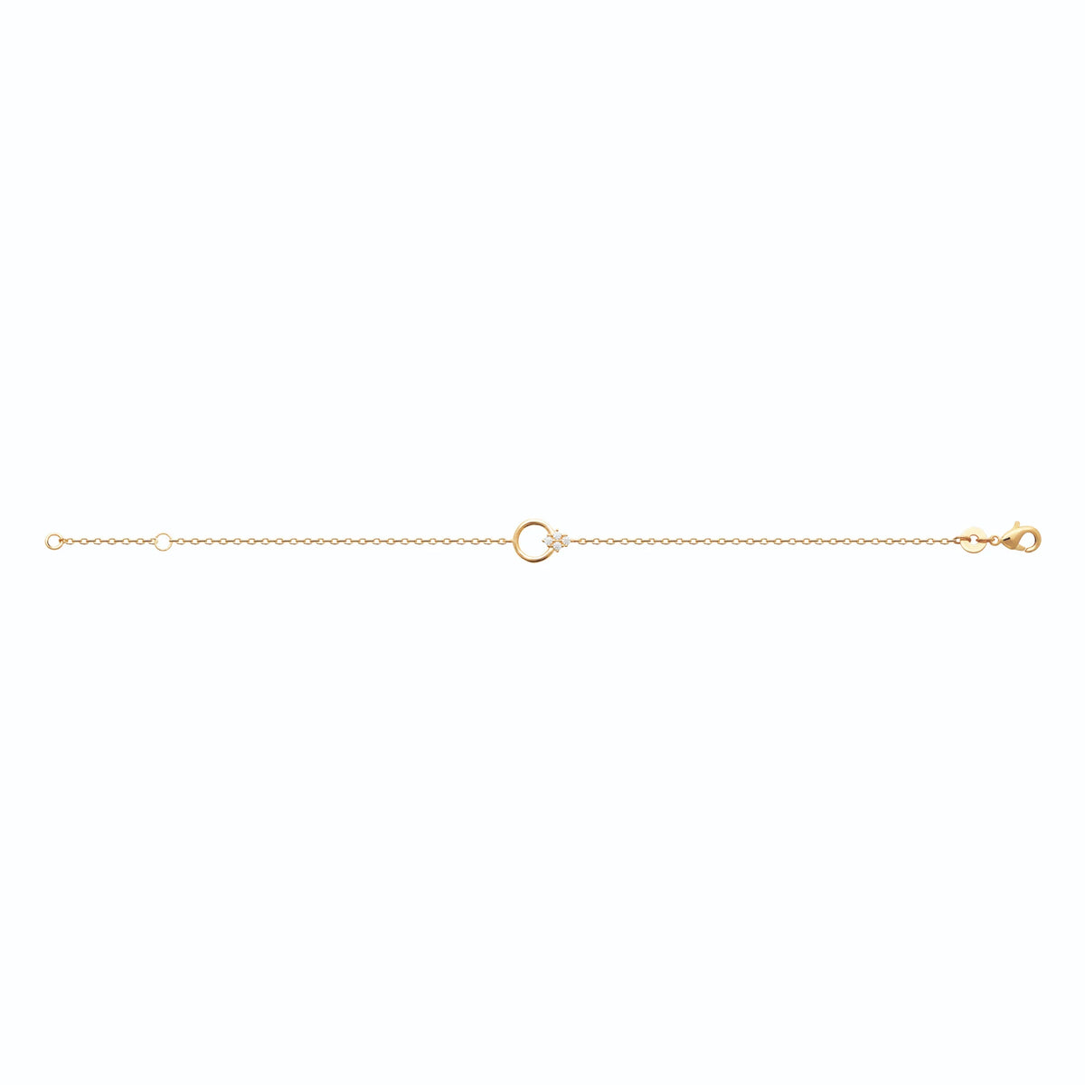 Bracelet cercle et trèfle de zircons en plaqué or