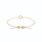 Bracelet cercle et trèfle de zircons en plaqué or