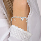 Bracelet chaîne à breloques cœurs en plaqué argent