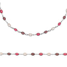 Bracelet chaîne à cristaux ovales roses en argent 925 rhodié