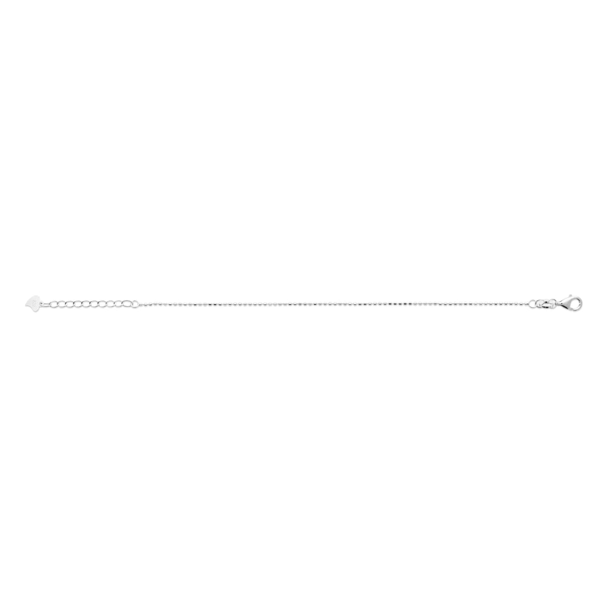 Bracelet chaîne à fines billes diamantées en argent 925 rhodié