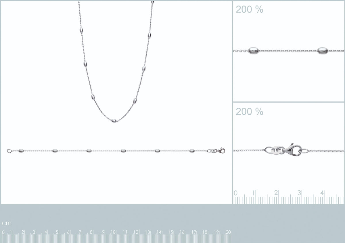 Bracelet chaîne à olives en argent 925 rhodié