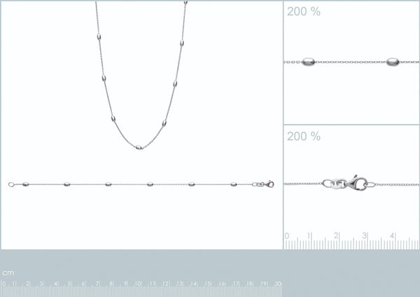 Bracelet chaîne à olives en argent 925 rhodié