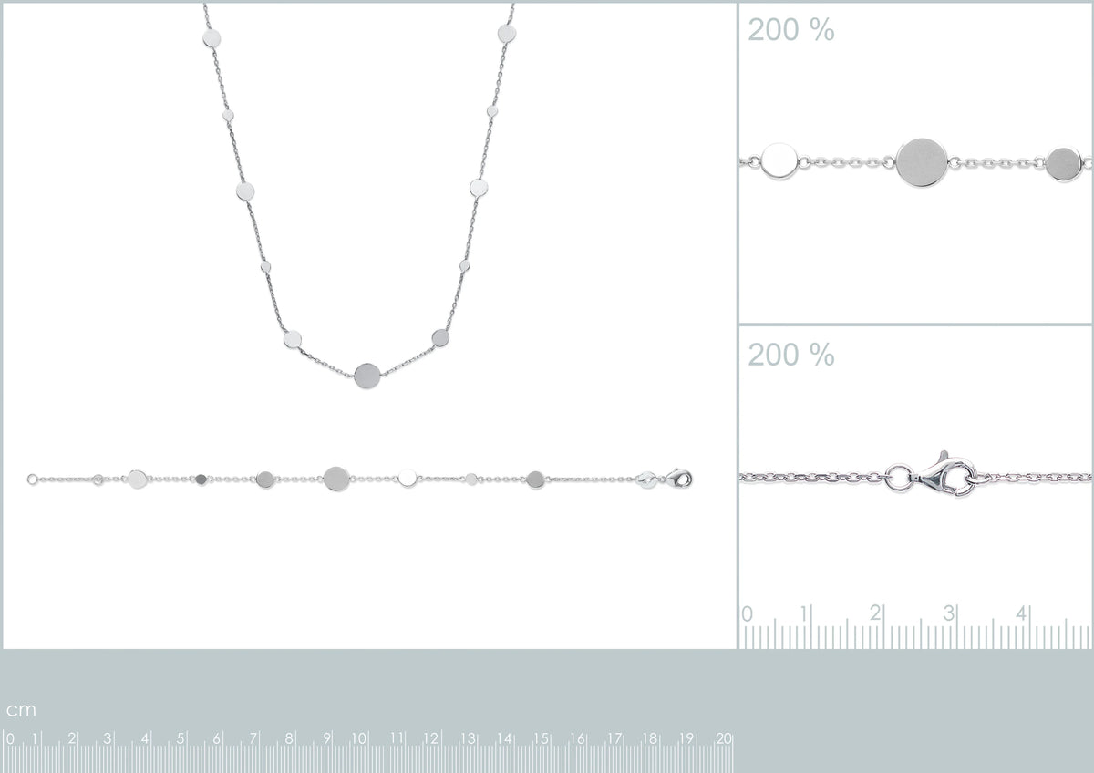 Bracelet chaîne à pastilles en argent 925 rhodié