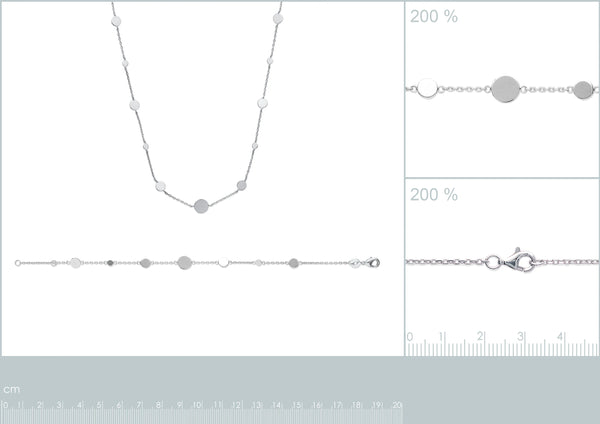 Bracelet chaîne à pastilles en argent 925 rhodié