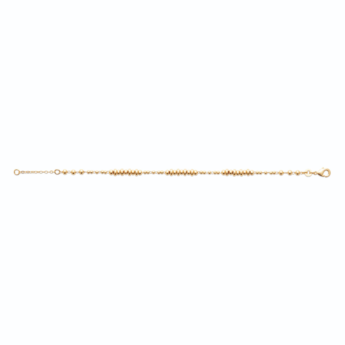 Bracelet chaîne à segments de petites billes dorées en plaqué or