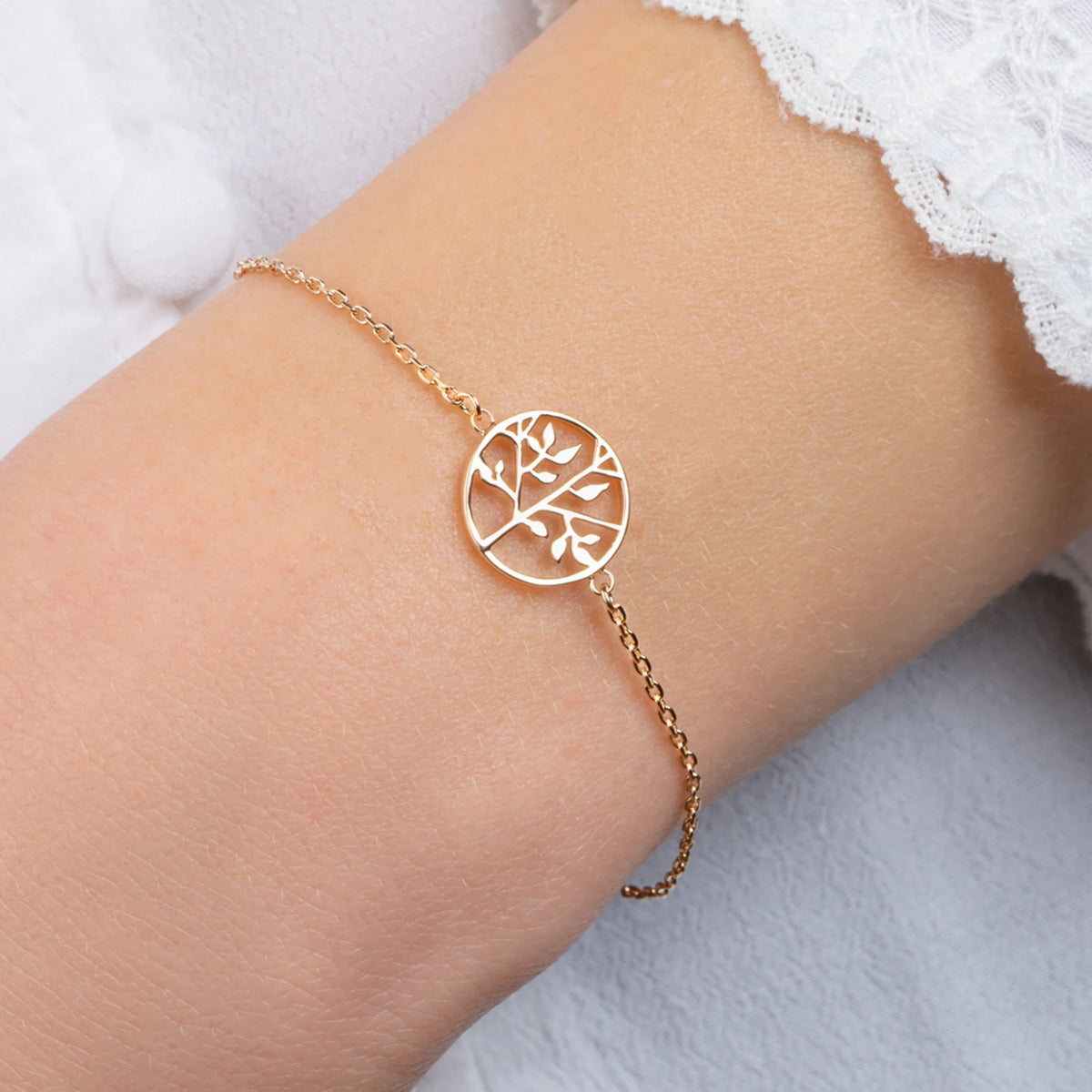 Bracelet chaîne arbre de vie en plaqué or