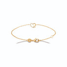 Bracelet chaîne cœur ouvert noué zircons en plaqué or