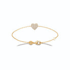 Bracelet chaîne cœur pavé de zircons en plaqué or