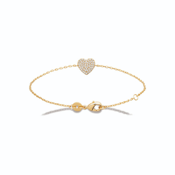 Bracelet chaîne cœur pavé de zircons en plaqué or