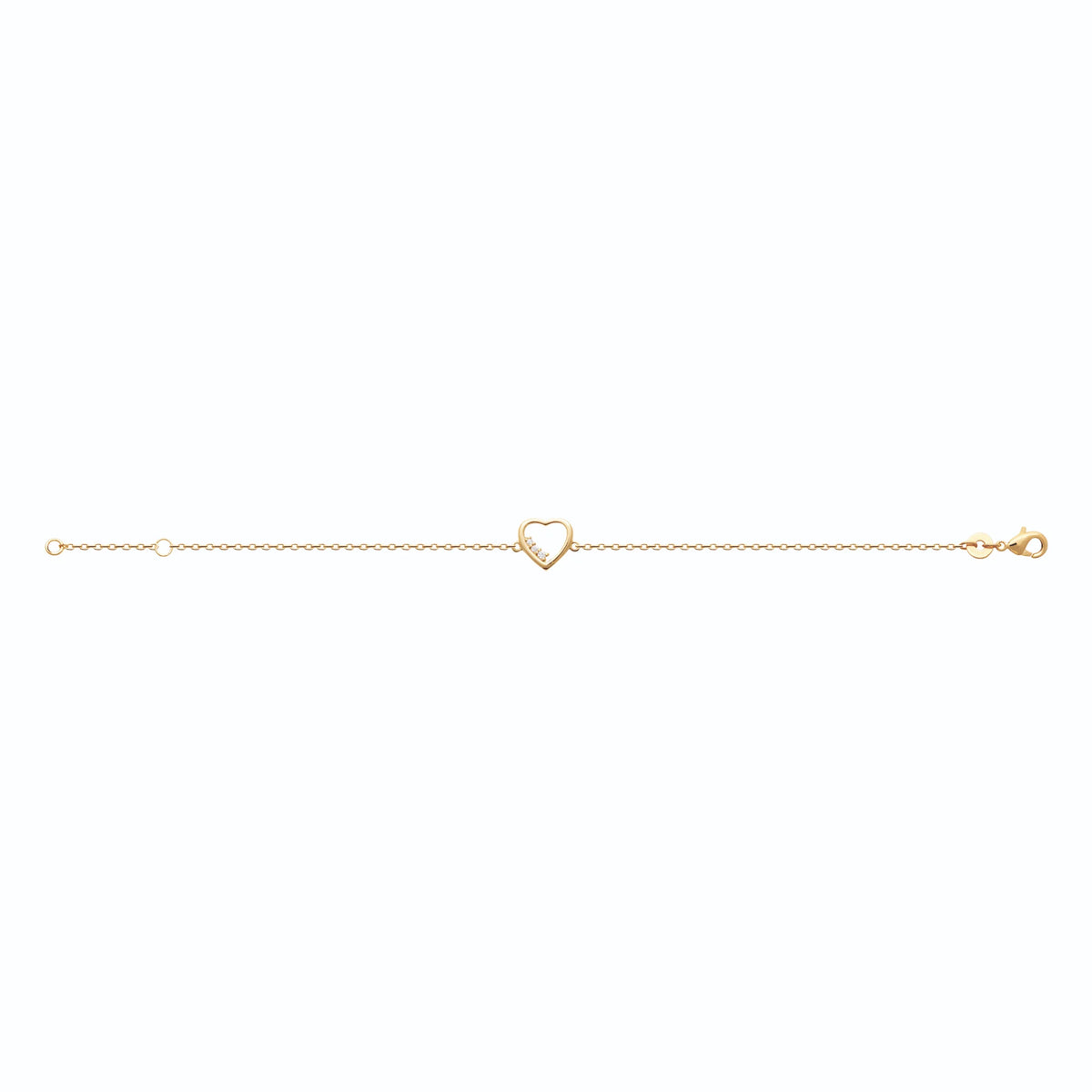 Bracelet chaîne cœur zircons en plaqué or