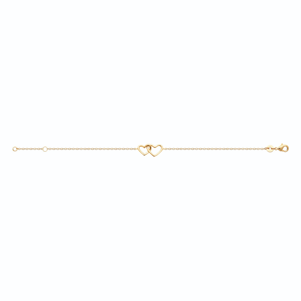 Bracelet chaîne cœurs entrelacés breloque infini en plaqué or