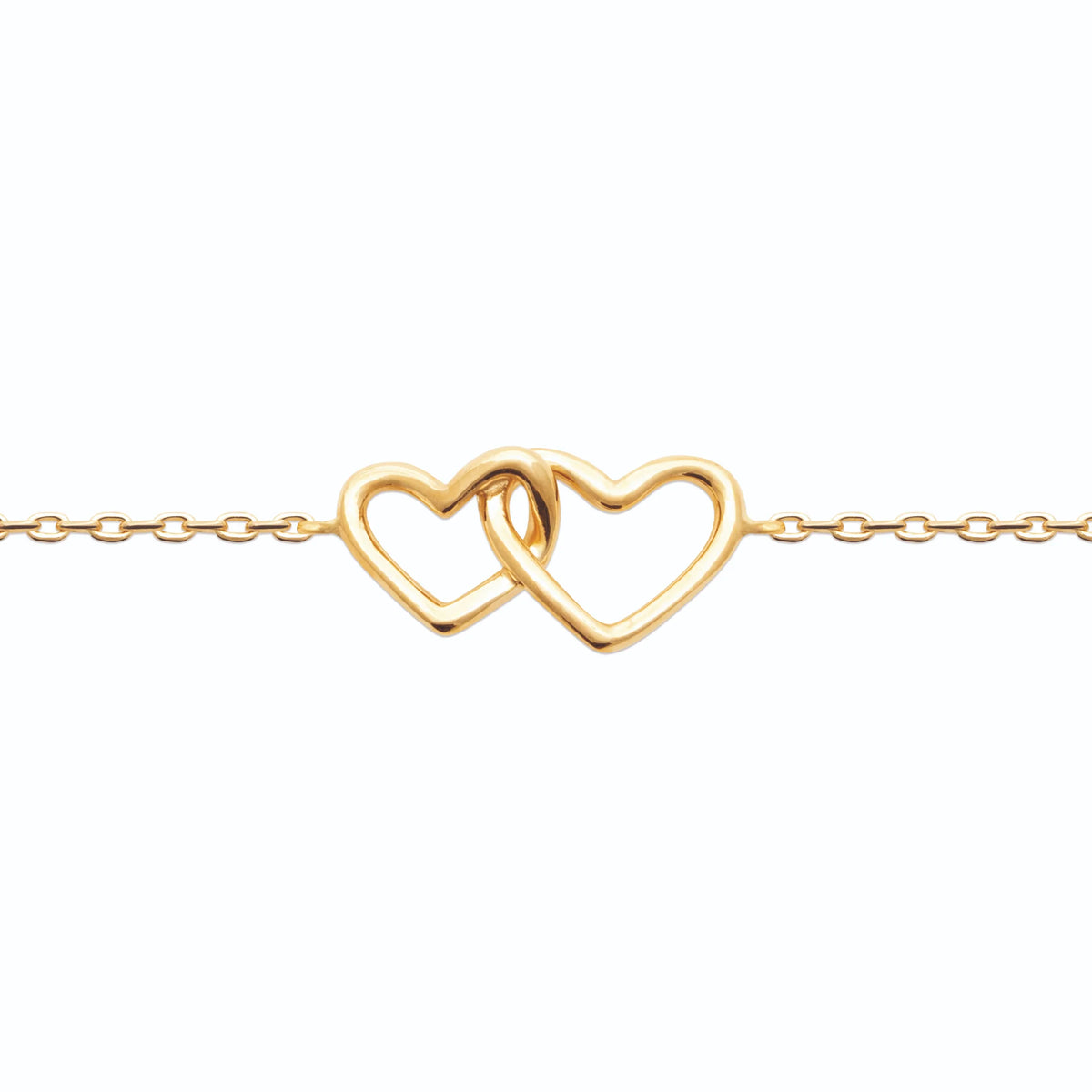Bracelet chaîne cœurs entrelacés breloque infini en plaqué or