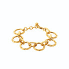 Bracelet chaîne d’anneaux ronds texturés en acier PVD doré