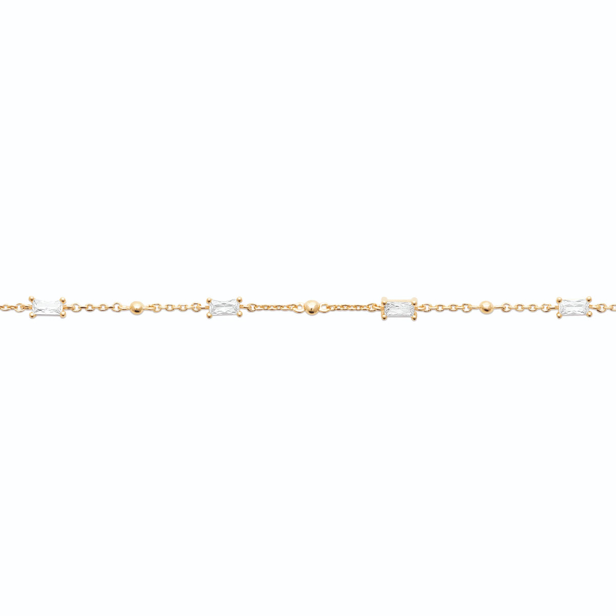 Bracelet chaîne fine à baguettes de zircons en plaqué or